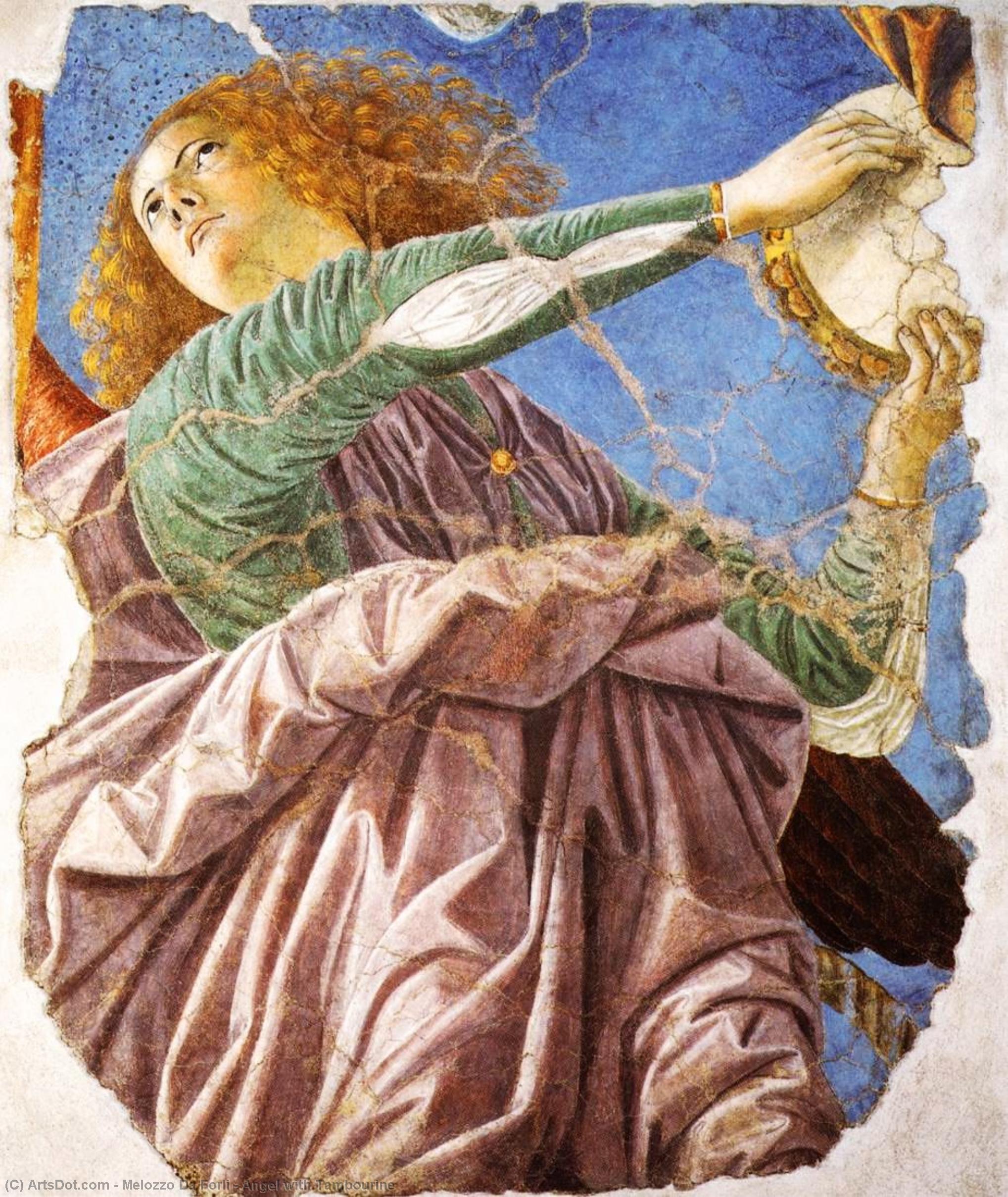 WikiOO.org - Enciclopédia das Belas Artes - Pintura, Arte por Melozzo Da Forli - Angel with Tambourine