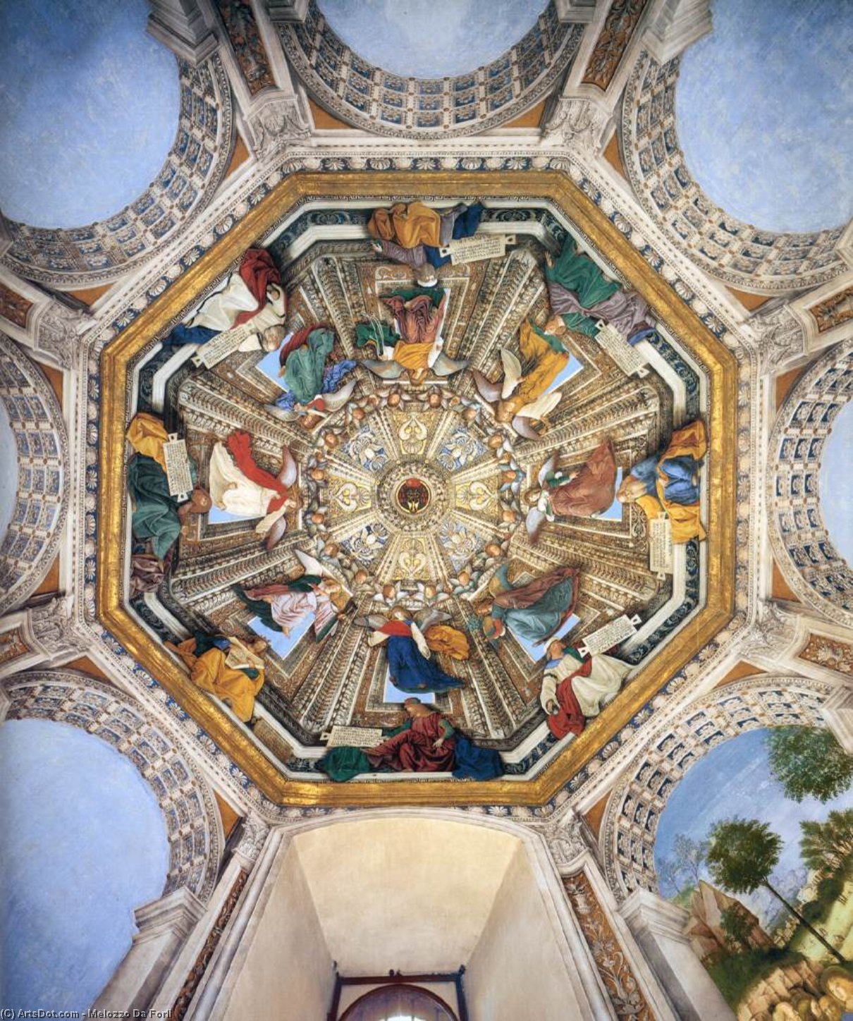 WikiOO.org – 美術百科全書 - 繪畫，作品 Melozzo Da Forli - 拱形圆顶 装修  的  的  圣器室  的  圣  商标