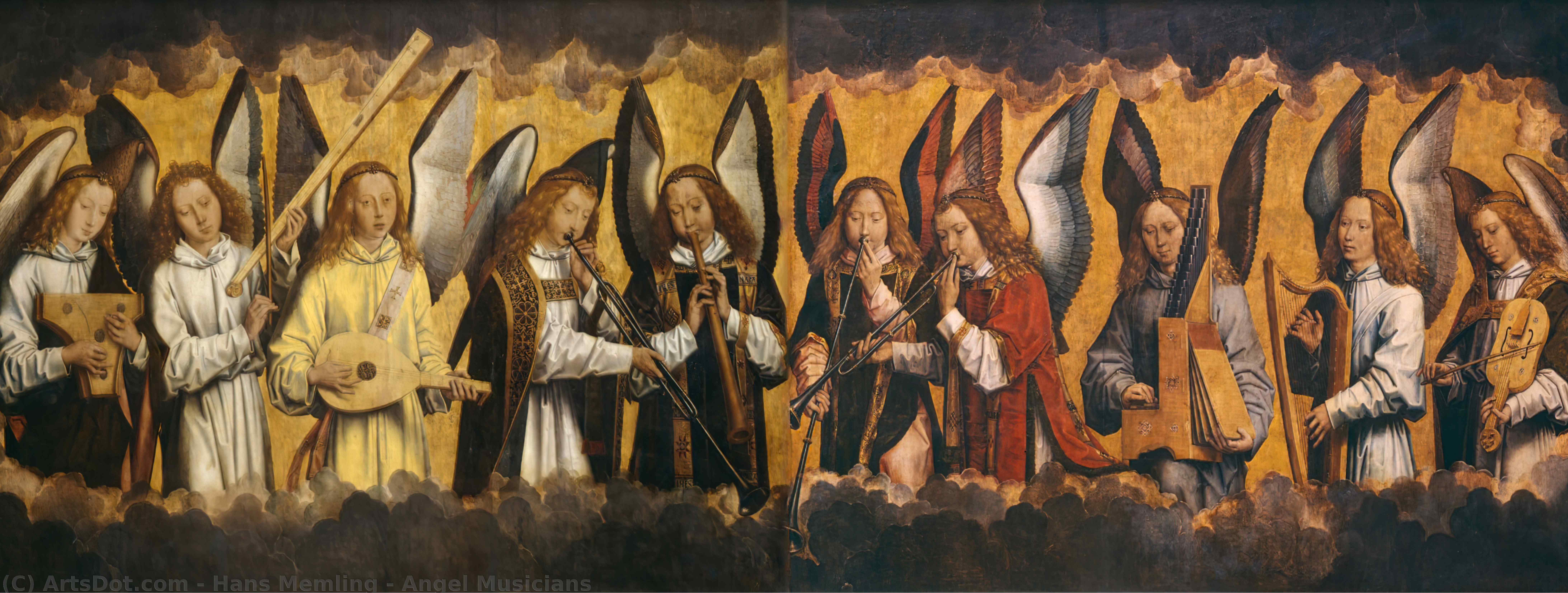 WikiOO.org - Encyclopedia of Fine Arts - Malba, Artwork Hans Memling - Angel Musicians
