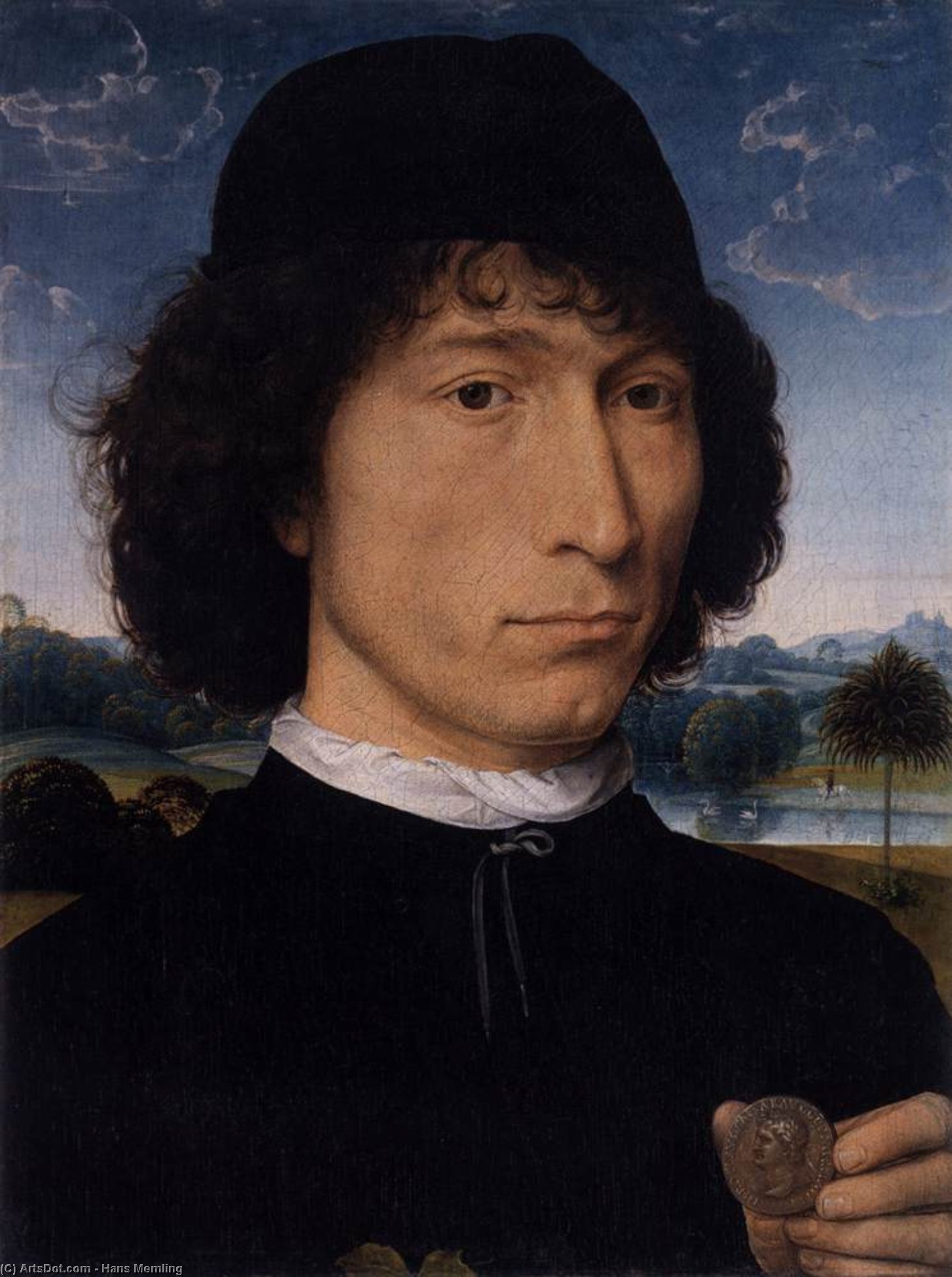 Wikioo.org - The Encyclopedia of Fine Arts - Painting, Artwork by Hans Memling - Portrait of a Man with a Roman Coin