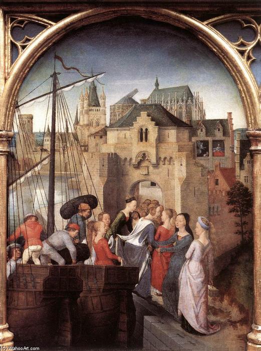 Wikioo.org - The Encyclopedia of Fine Arts - Painting, Artwork by Hans Memling - St Ursula Shrine: Arrival in Cologne (scene 1)
