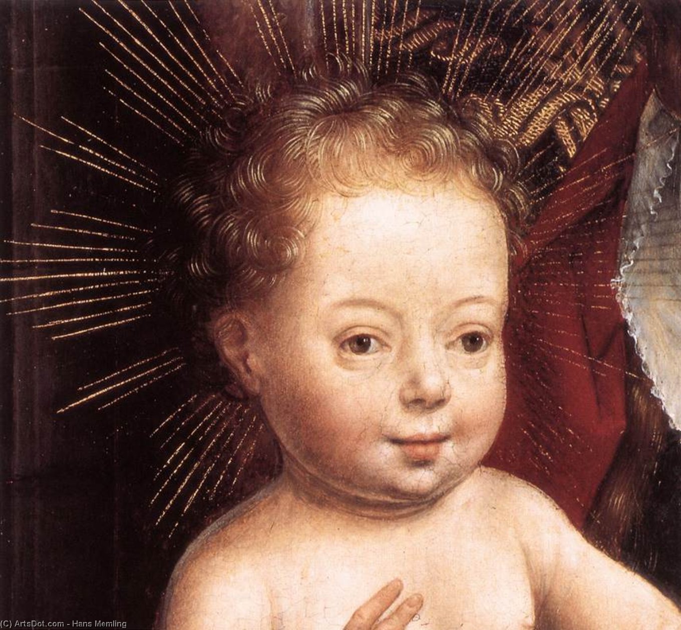 Wikioo.org - The Encyclopedia of Fine Arts - Painting, Artwork by Hans Memling - Standing Virgin and Child (detail)