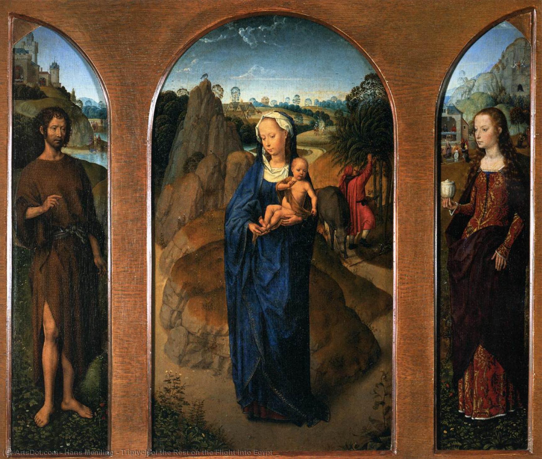 Wikioo.org - The Encyclopedia of Fine Arts - Painting, Artwork by Hans Memling - Triptych of the Rest on the Flight into Egypt
