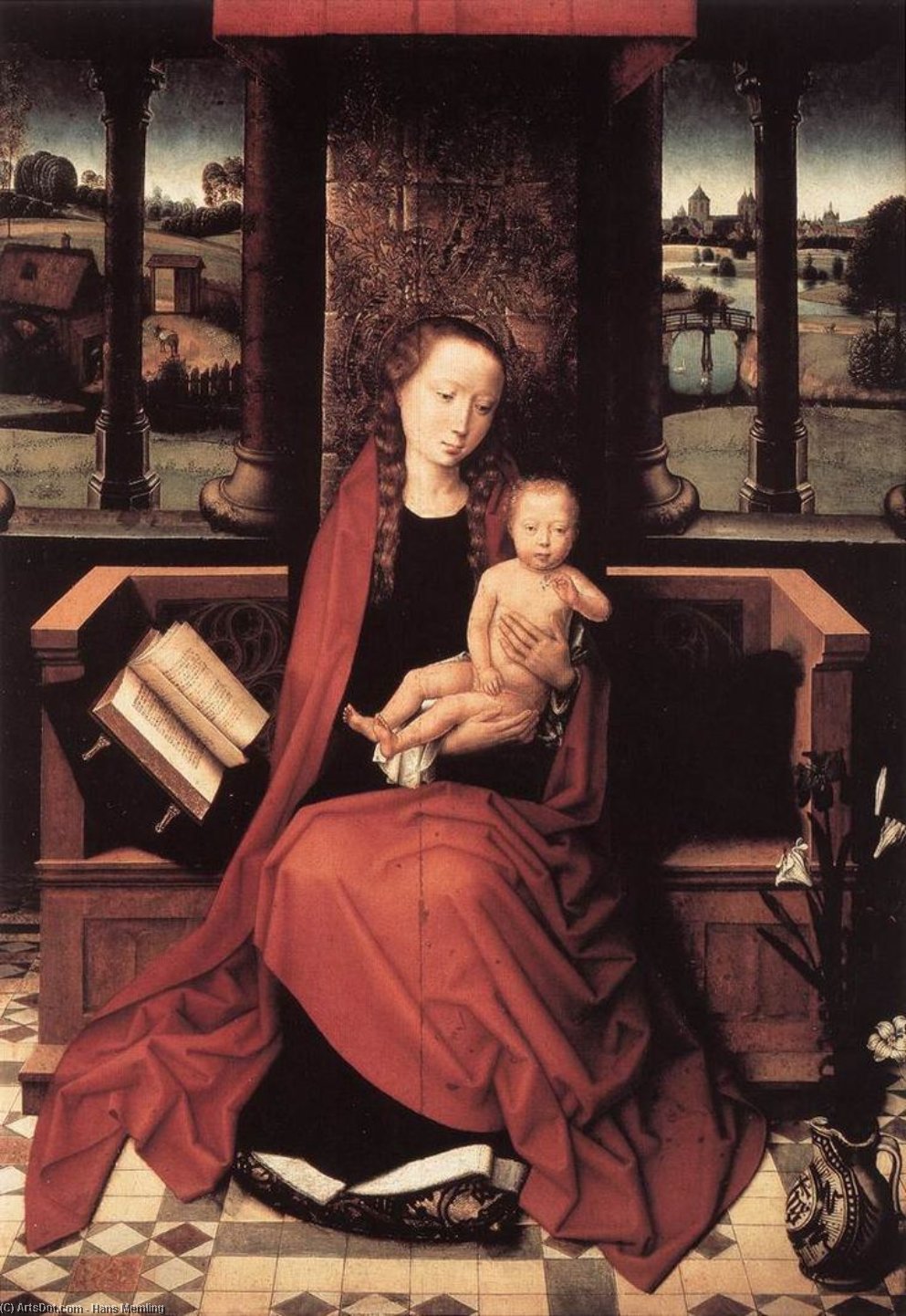 Wikioo.org - The Encyclopedia of Fine Arts - Painting, Artwork by Hans Memling - Virgin and Child Enthroned