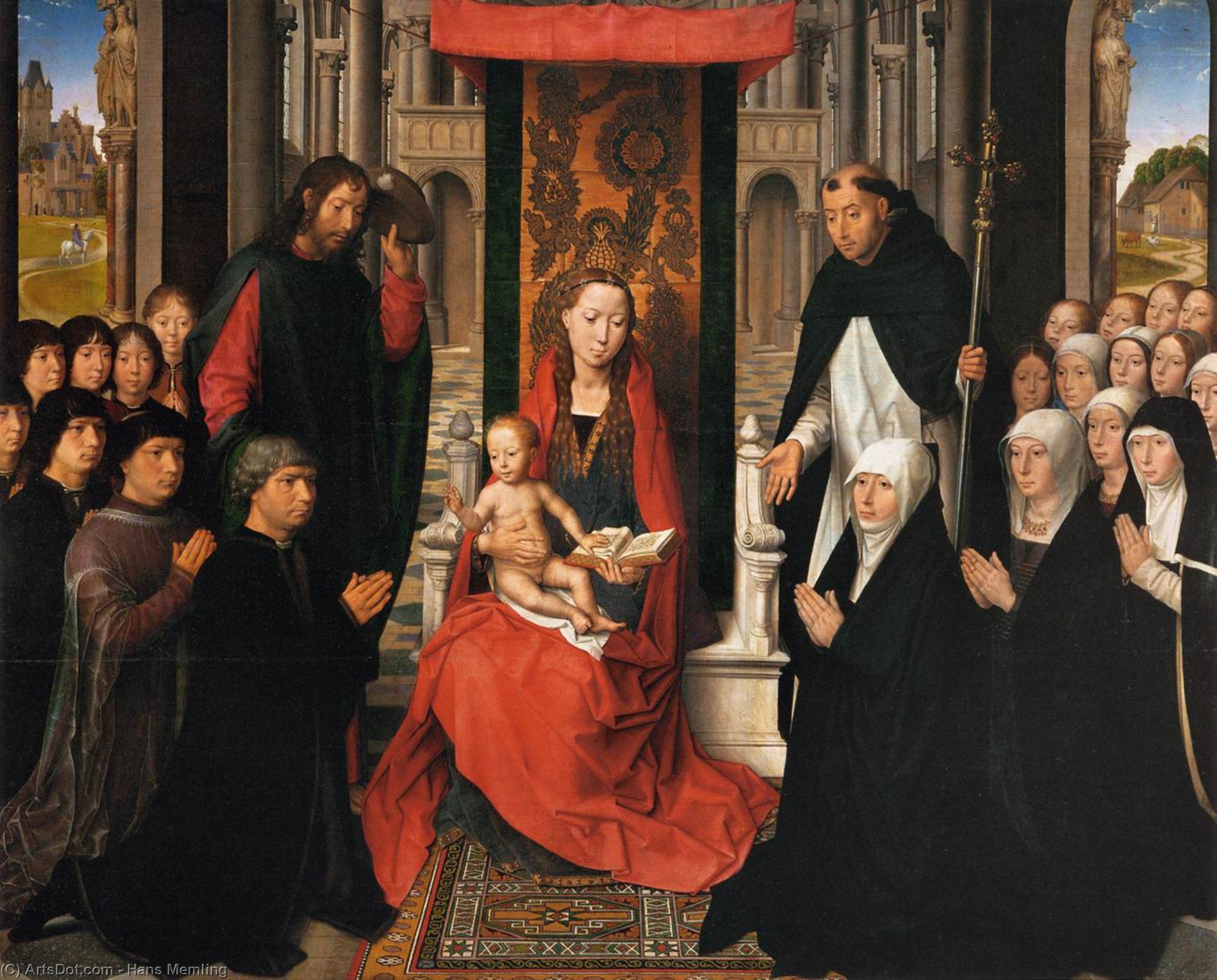 Wikioo.org - The Encyclopedia of Fine Arts - Painting, Artwork by Hans Memling - Virgin and Child with Sts James and Dominic