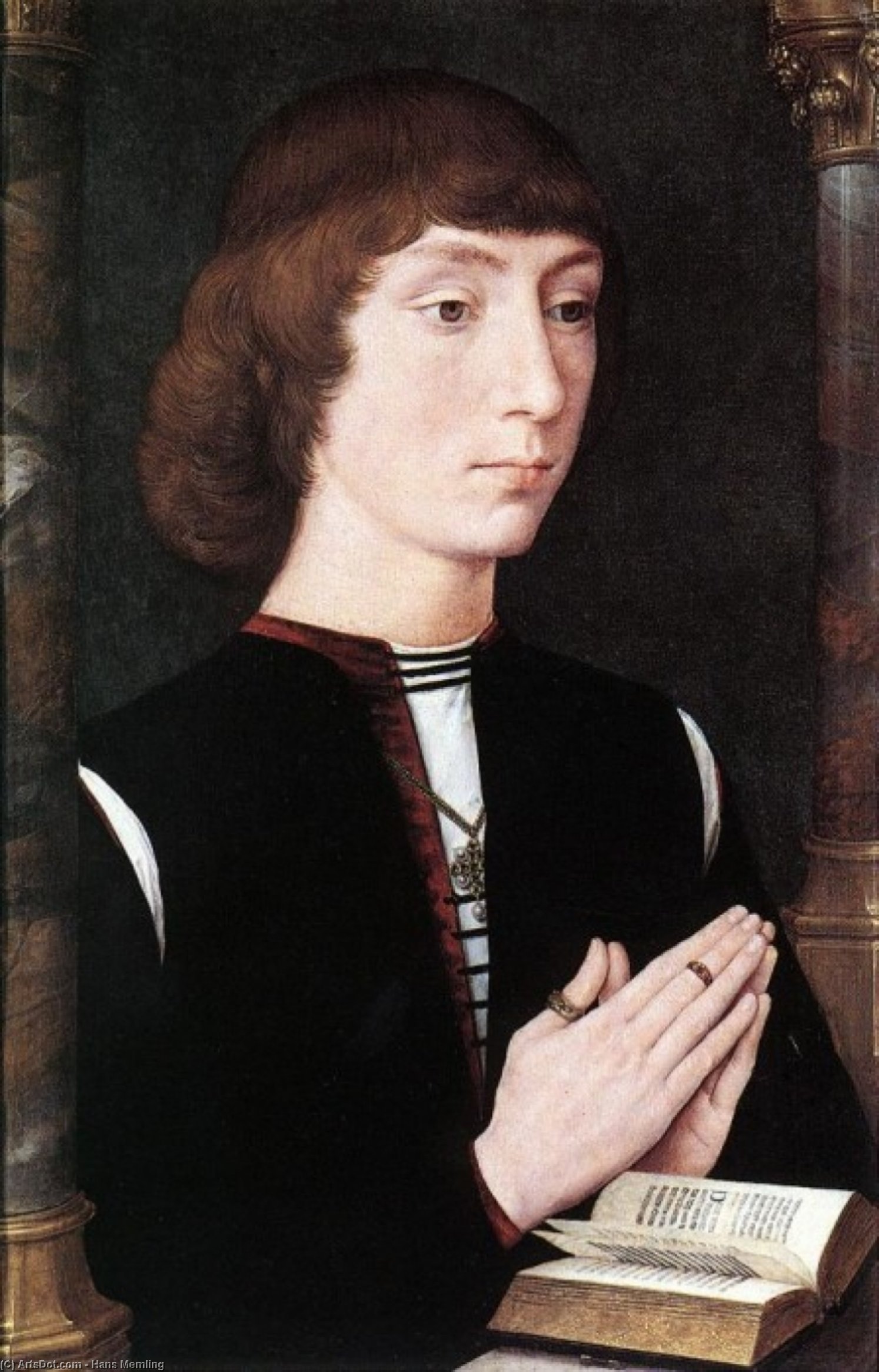 Wikioo.org - The Encyclopedia of Fine Arts - Painting, Artwork by Hans Memling - Young Man at Prayer