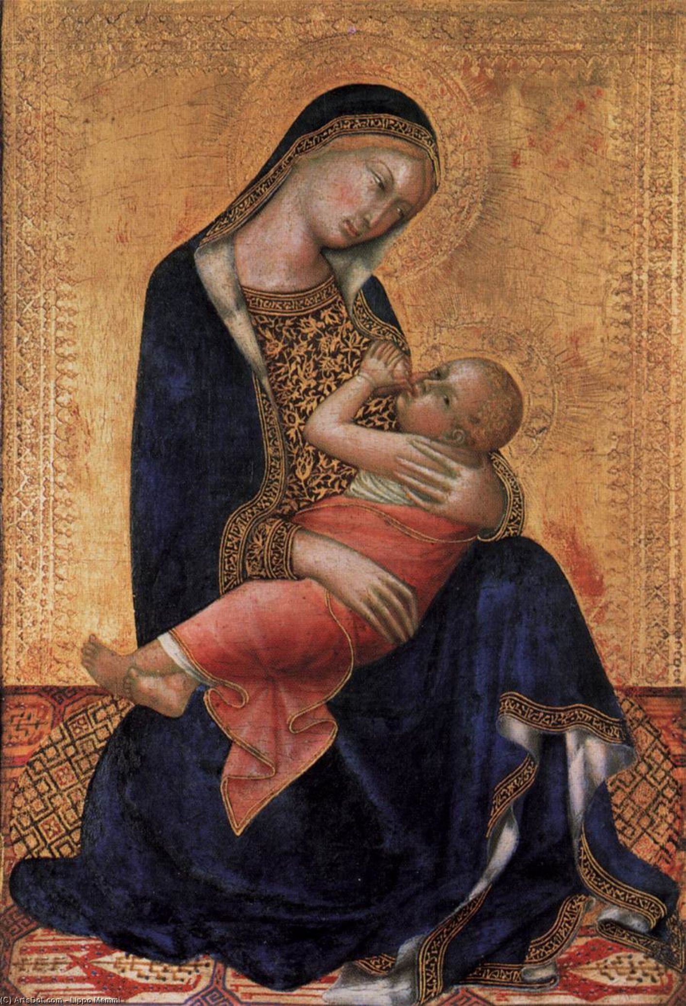 Wikioo.org - The Encyclopedia of Fine Arts - Painting, Artwork by Lippo Memmi - Madonna and Child