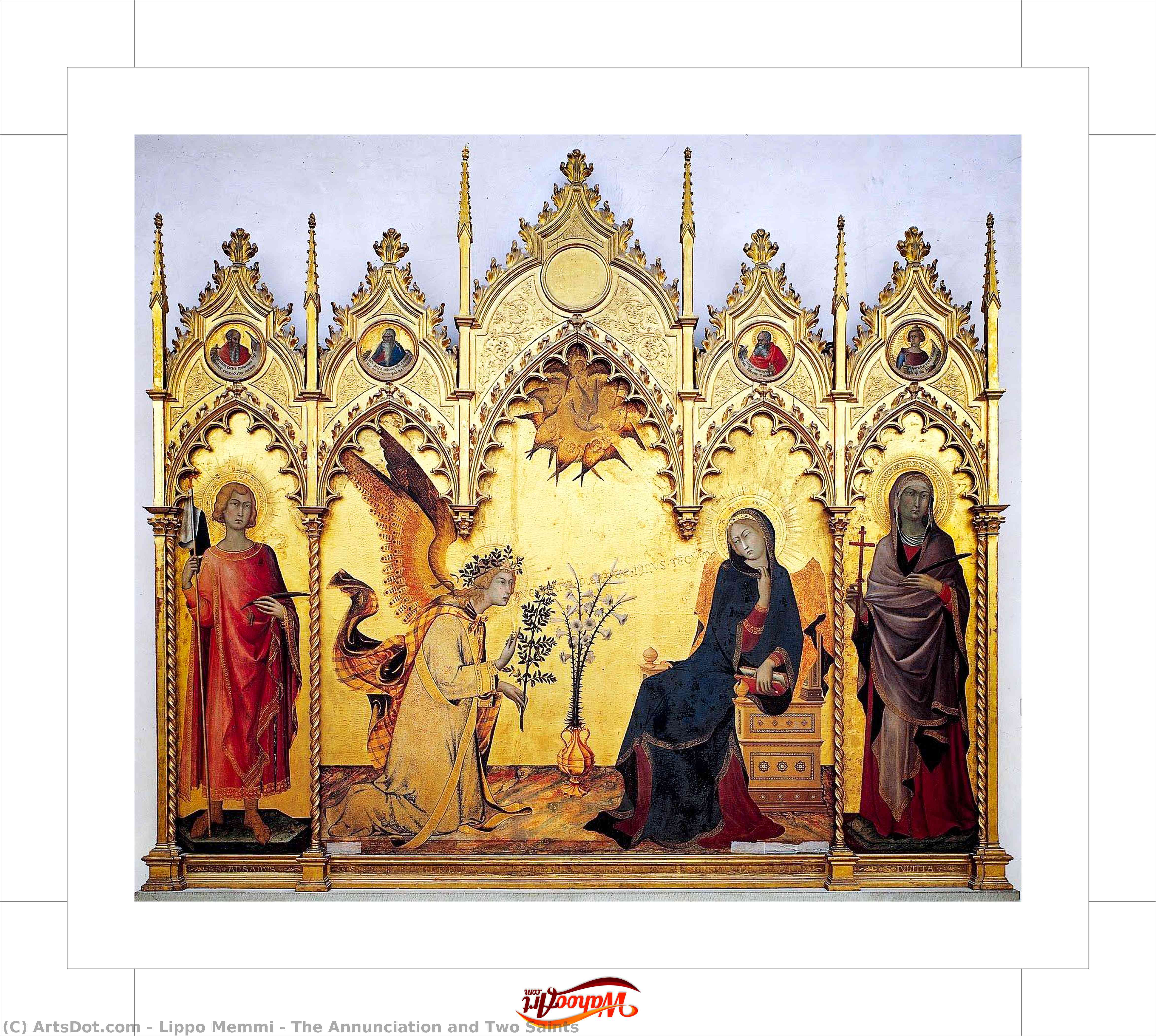 Wikioo.org – L'Enciclopedia delle Belle Arti - Pittura, Opere di Lippo Memmi - lannunciazione e le  due  santi