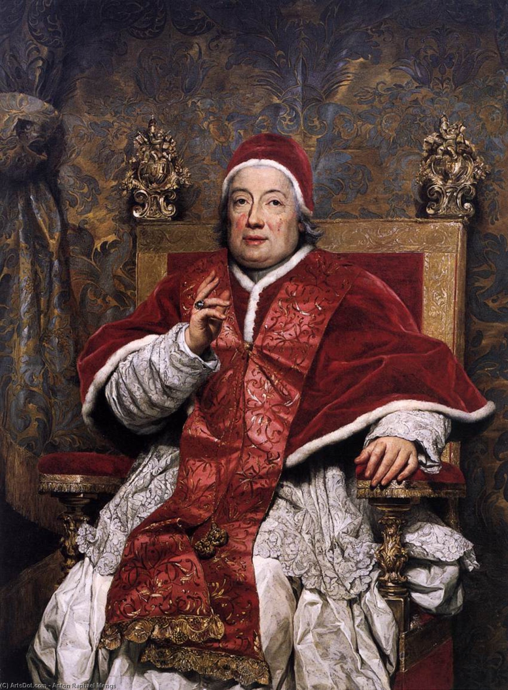 Wikioo.org - The Encyclopedia of Fine Arts - Painting, Artwork by Anton Raphael Mengs - Portrait of Clement XIII Rezzonico