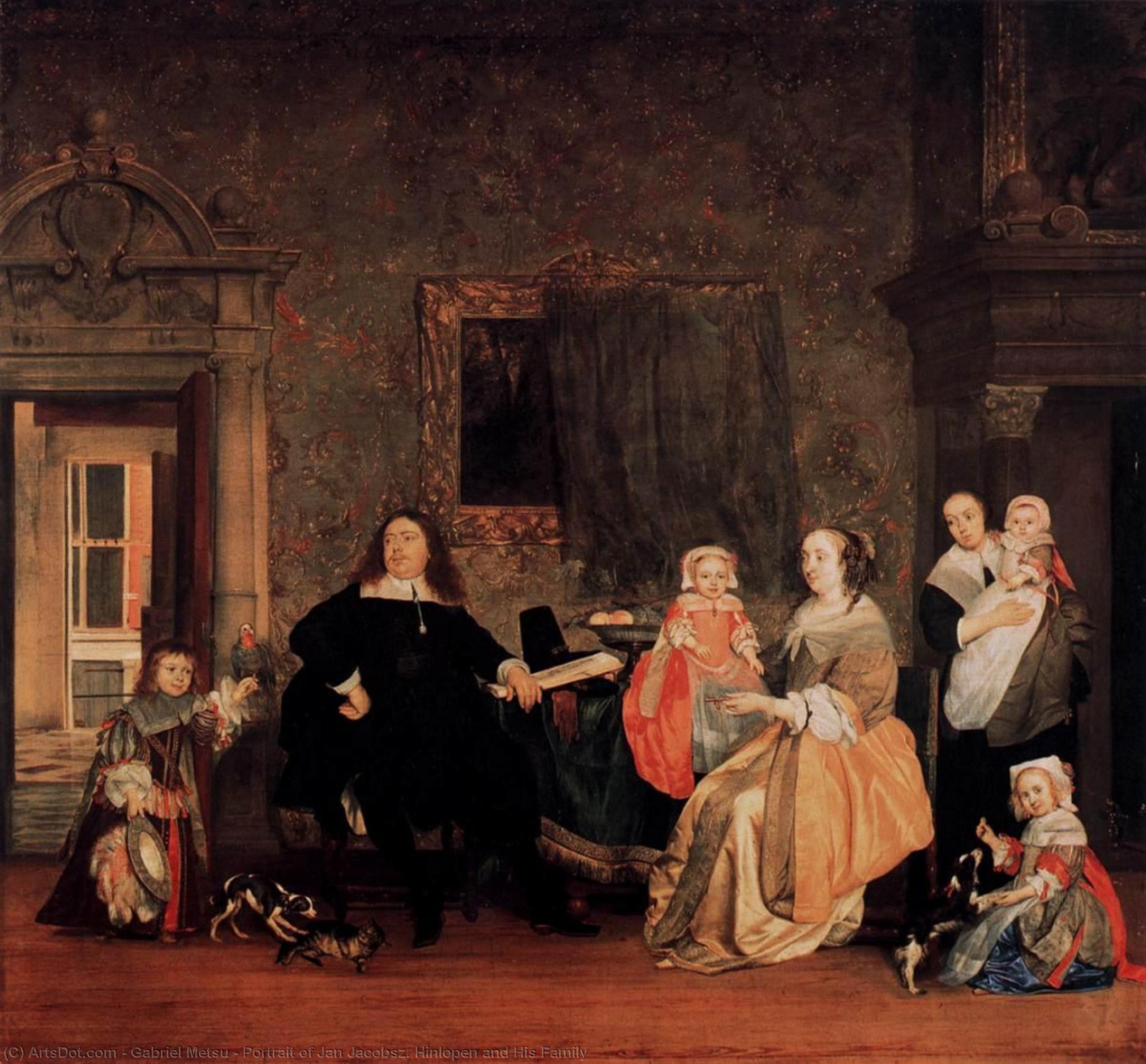 Wikioo.org - สารานุกรมวิจิตรศิลป์ - จิตรกรรม Gabriel Metsu - Portrait of Jan Jacobsz. Hinlopen and His Family