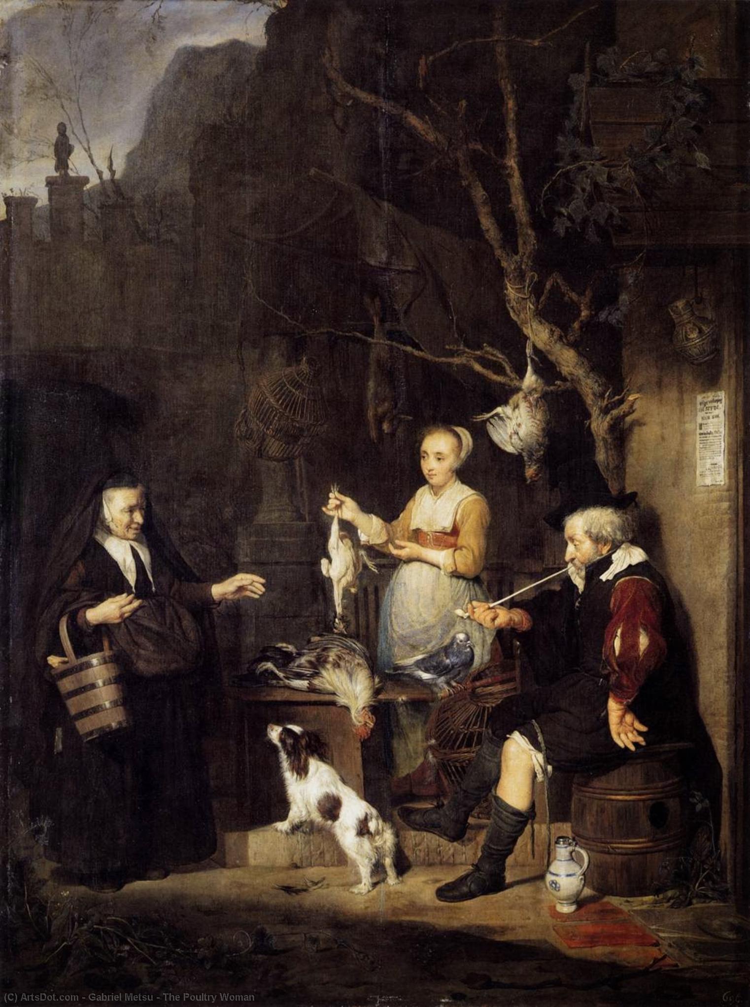 Wikioo.org - The Encyclopedia of Fine Arts - Painting, Artwork by Gabriel Metsu - The Poultry Woman