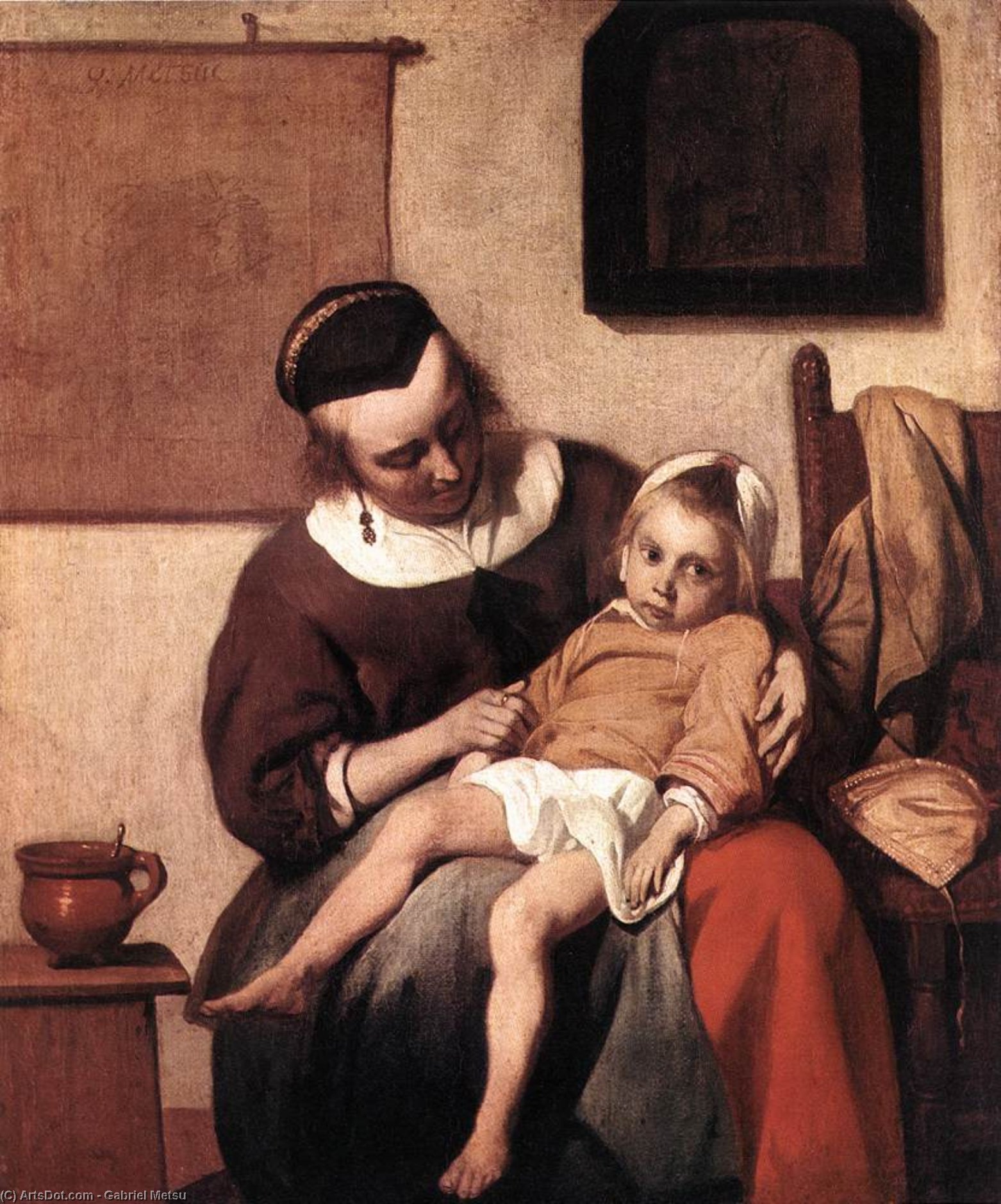 WikiOO.org - אנציקלופדיה לאמנויות יפות - ציור, יצירות אמנות Gabriel Metsu - The Sick Child