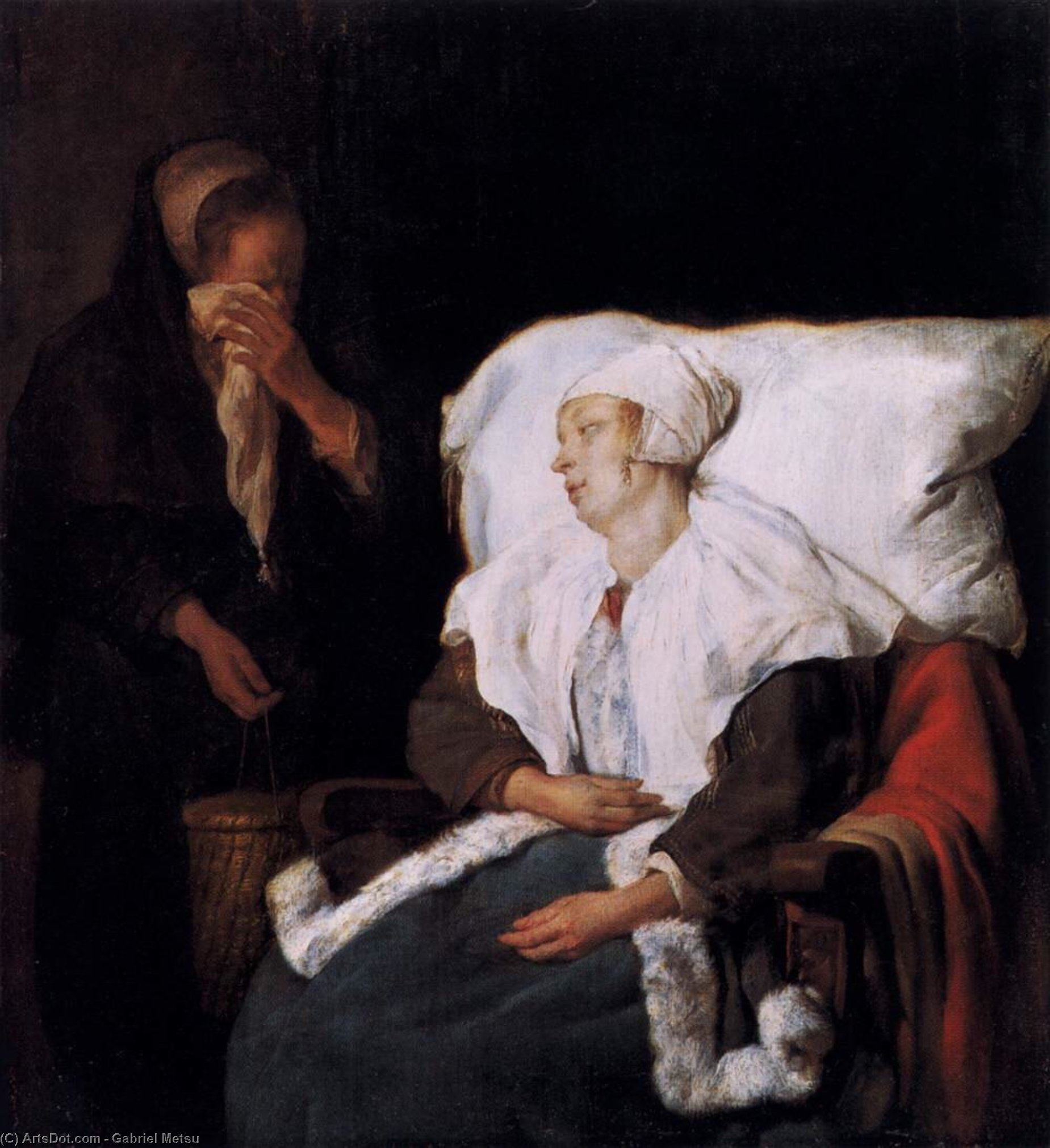 Wikioo.org - The Encyclopedia of Fine Arts - Painting, Artwork by Gabriel Metsu - The Sick Girl