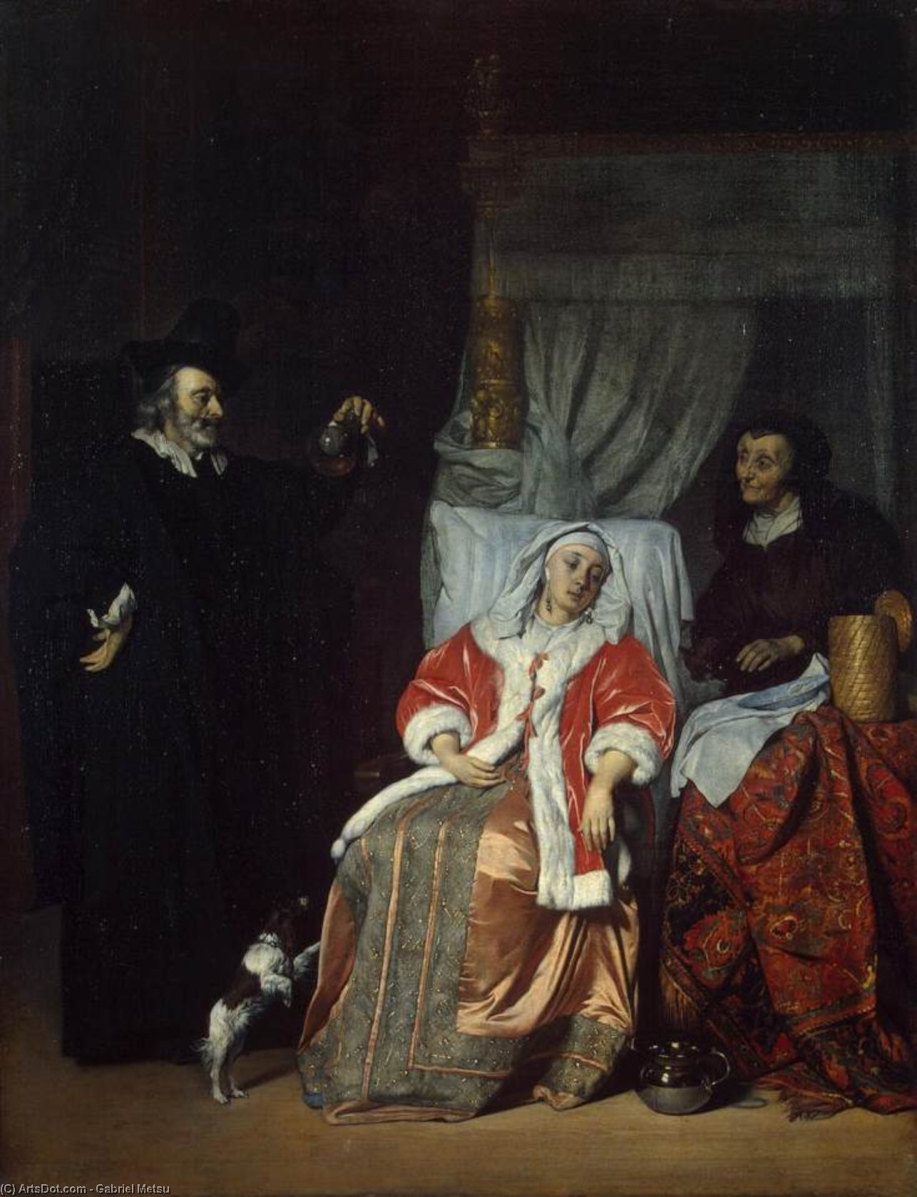 Wikioo.org - The Encyclopedia of Fine Arts - Painting, Artwork by Gabriel Metsu - Visit of the Physician