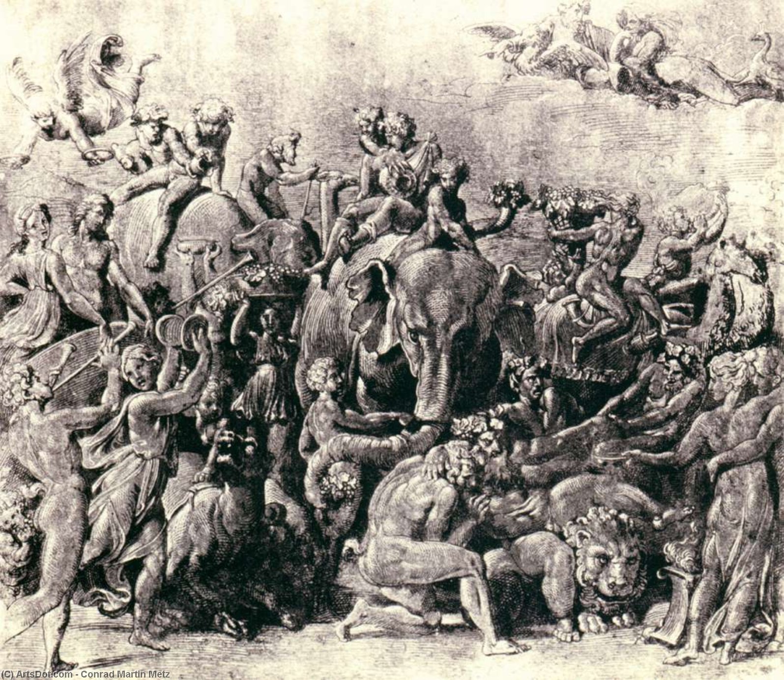 Wikioo.org - The Encyclopedia of Fine Arts - Painting, Artwork by Conrad Martin Metz - The Triumph of Bacchus in India