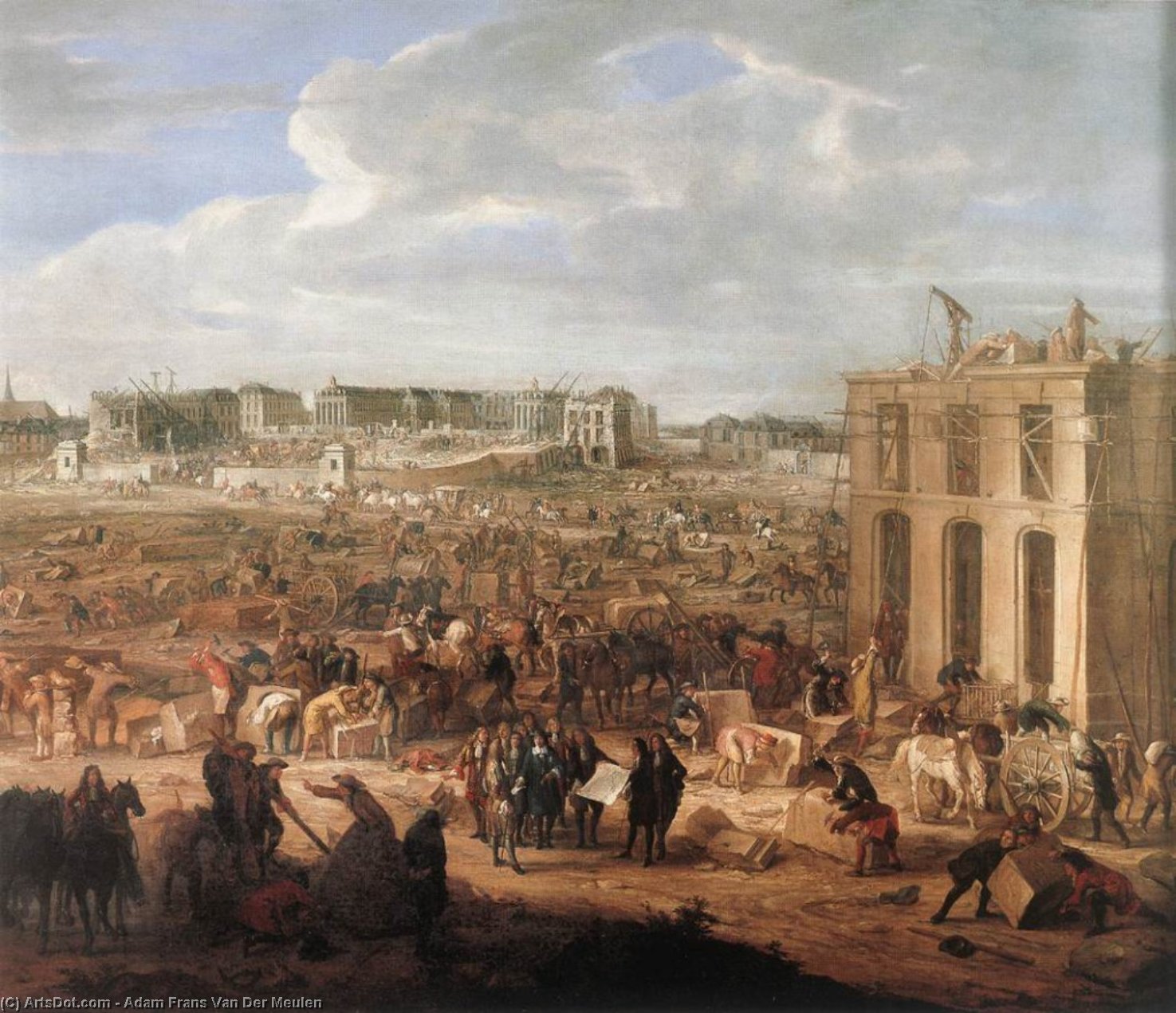 Wikioo.org - The Encyclopedia of Fine Arts - Painting, Artwork by Adam Frans Van Der Meulen - Construction of the Château de Versailles