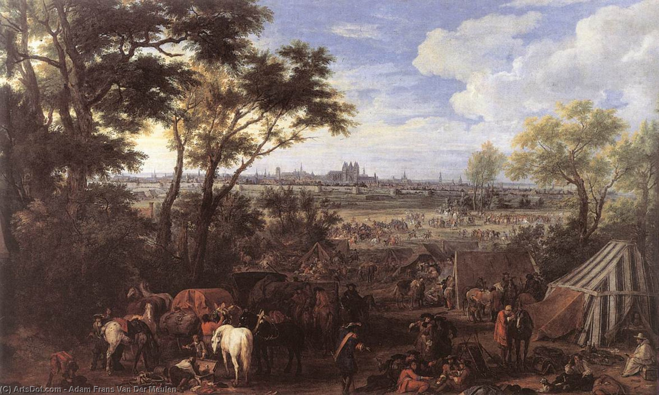 Wikoo.org - موسوعة الفنون الجميلة - اللوحة، العمل الفني Adam Frans Van Der Meulen - The Army of Louis XIV in front of Tournai in 1667