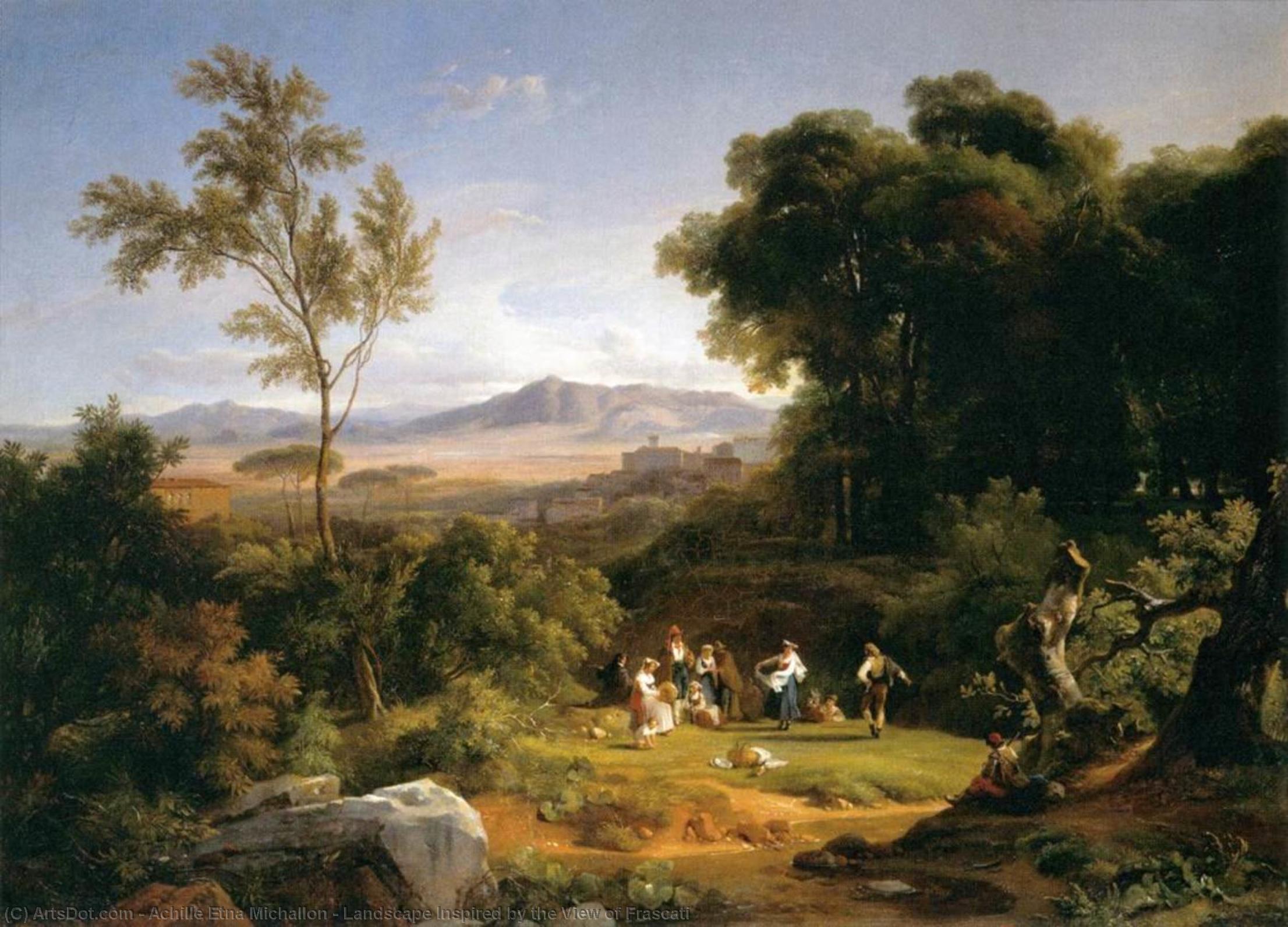 WikiOO.org - Enciklopedija dailės - Tapyba, meno kuriniai Achille Etna Michallon - Landscape Inspired by the View of Frascati
