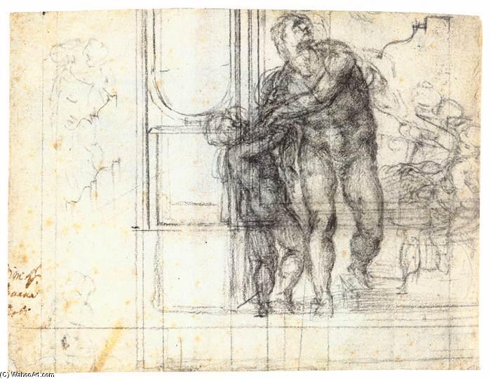 WikiOO.org - Encyclopedia of Fine Arts - Maľba, Artwork Michelangelo Buonarroti - Aeneas with a Boy (recto)