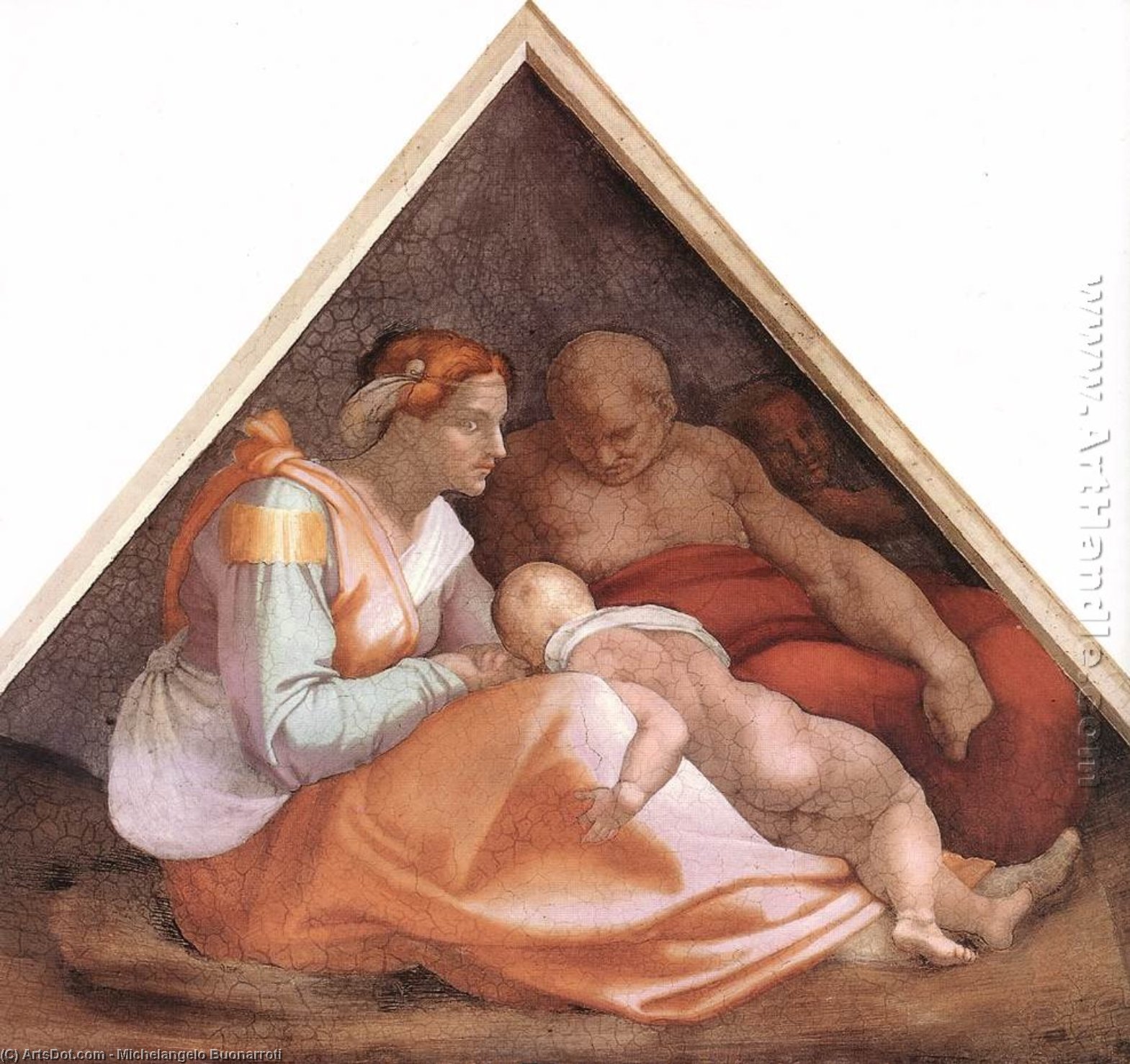 Wikioo.org – La Enciclopedia de las Bellas Artes - Pintura, Obras de arte de Michelangelo Buonarroti - Antepasados todaclasede  Cristo  cifras  14