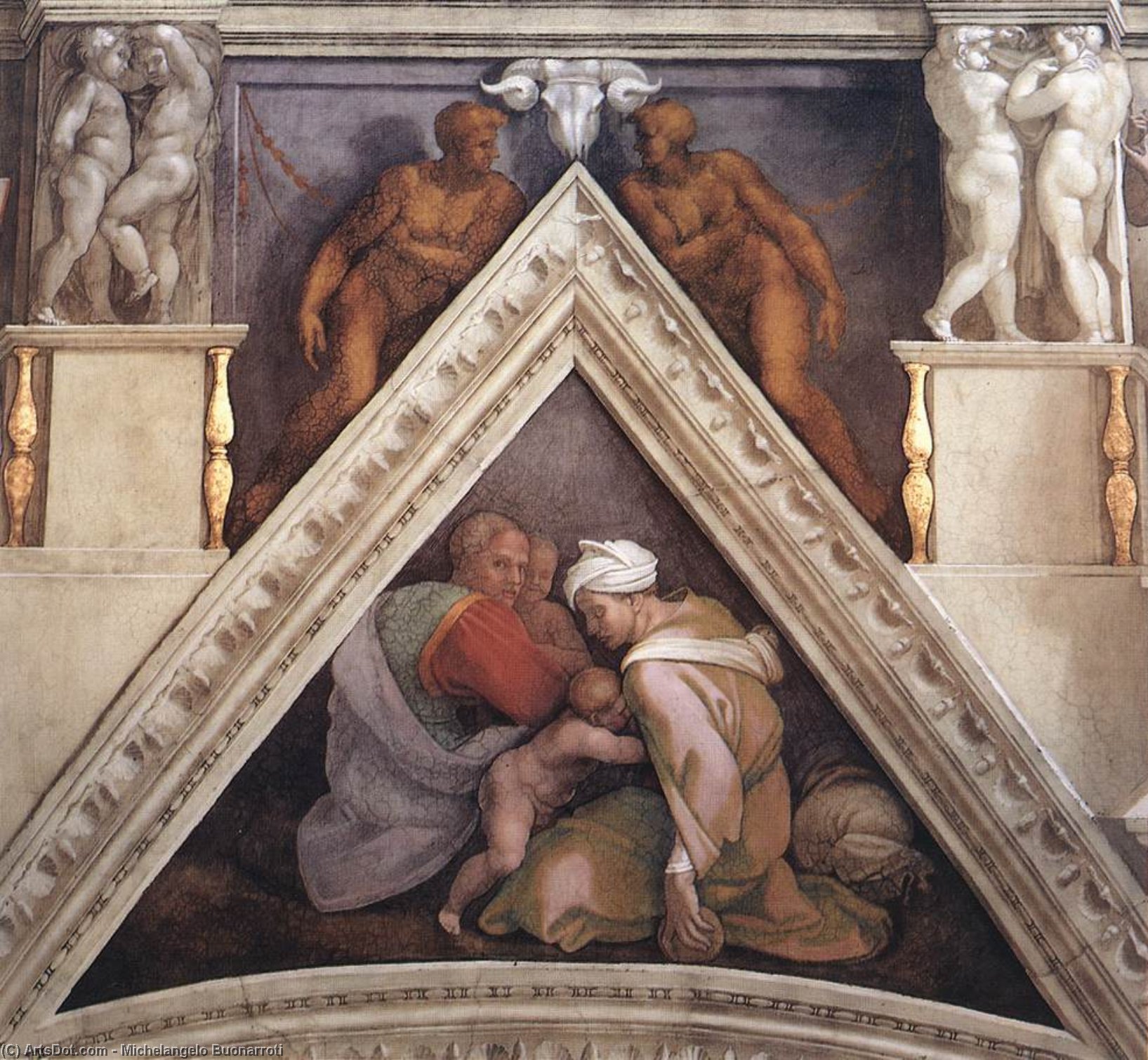 Wikioo.org - Bách khoa toàn thư về mỹ thuật - Vẽ tranh, Tác phẩm nghệ thuật Michelangelo Buonarroti - Ancestors of Christ: figures (17)