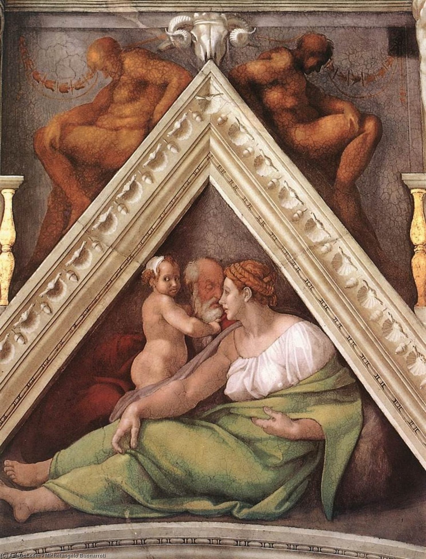 Wikioo.org - Bách khoa toàn thư về mỹ thuật - Vẽ tranh, Tác phẩm nghệ thuật Michelangelo Buonarroti - Ancestors of Christ: figures (18)