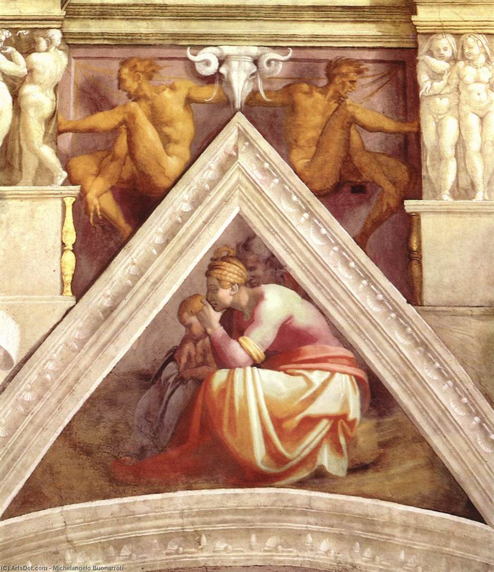 WikiOO.org - Enciklopedija likovnih umjetnosti - Slikarstvo, umjetnička djela Michelangelo Buonarroti - Ancestors of Christ: figures (20)