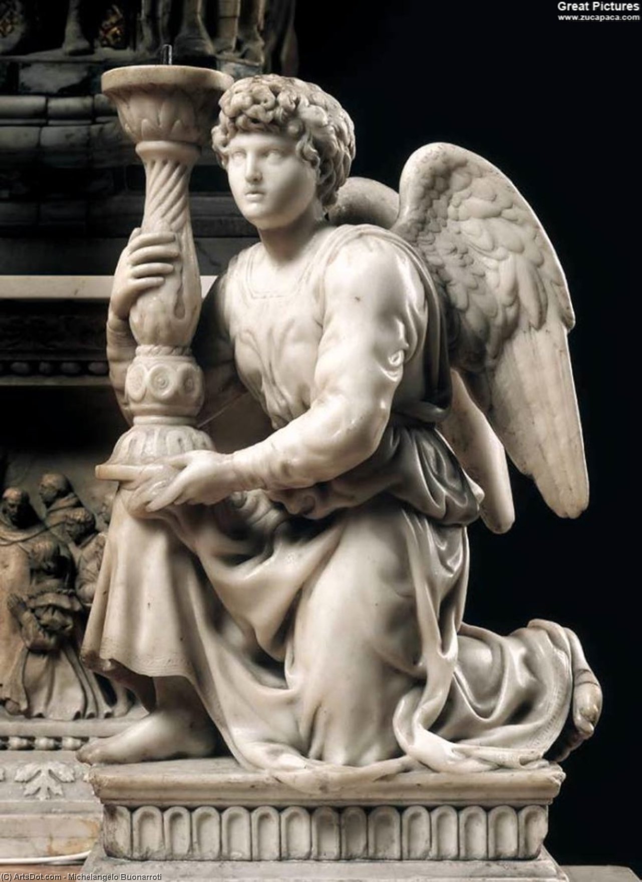 Wikioo.org - Bách khoa toàn thư về mỹ thuật - Vẽ tranh, Tác phẩm nghệ thuật Michelangelo Buonarroti - Angel with Candlestick
