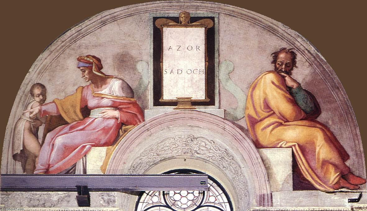 Wikioo.org – La Enciclopedia de las Bellas Artes - Pintura, Obras de arte de Michelangelo Buonarroti - Azor - Sadoc