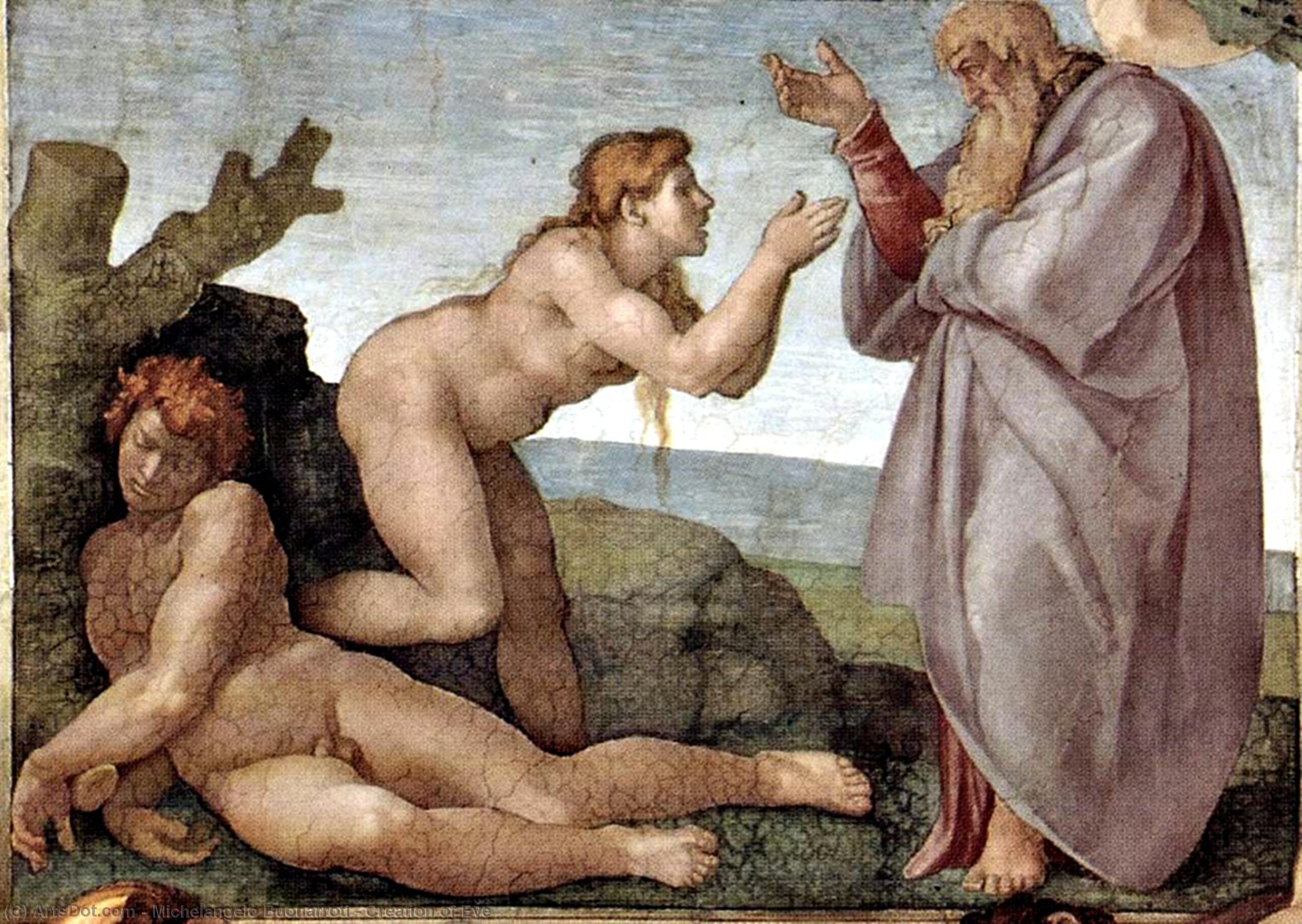 Wikioo.org - Bách khoa toàn thư về mỹ thuật - Vẽ tranh, Tác phẩm nghệ thuật Michelangelo Buonarroti - Creation of Eve