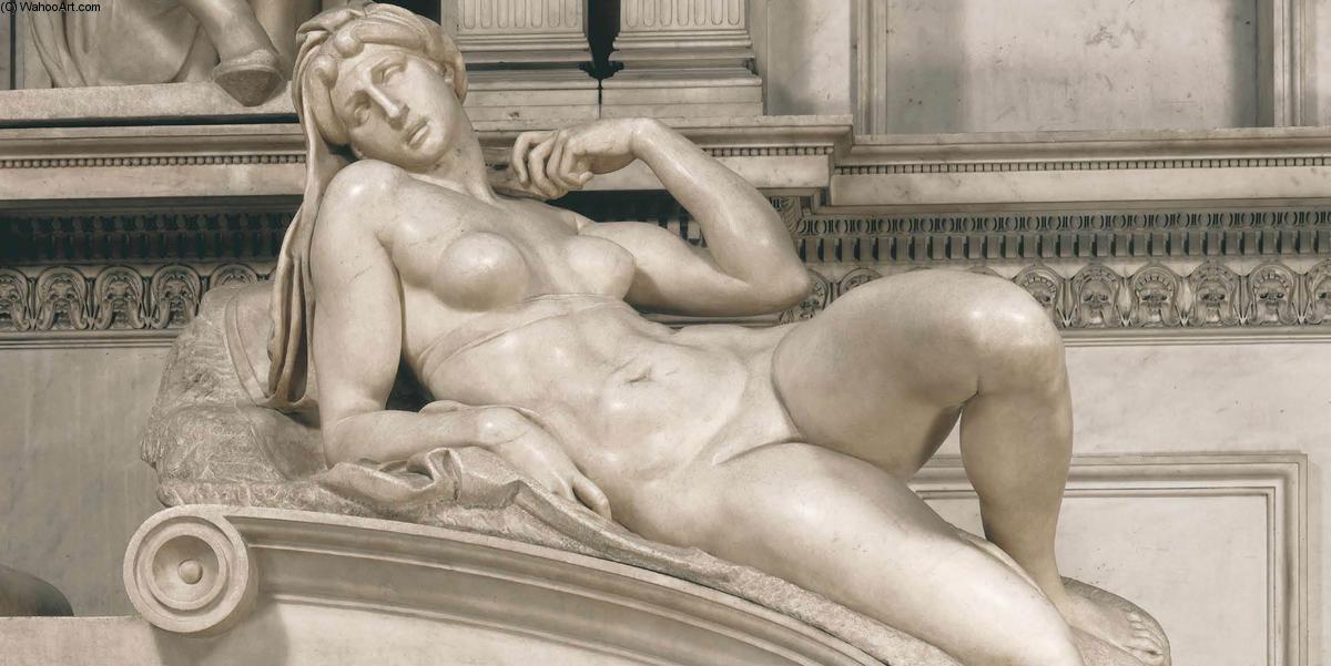 Wikioo.org - สารานุกรมวิจิตรศิลป์ - จิตรกรรม Michelangelo Buonarroti - Dawn (detail)