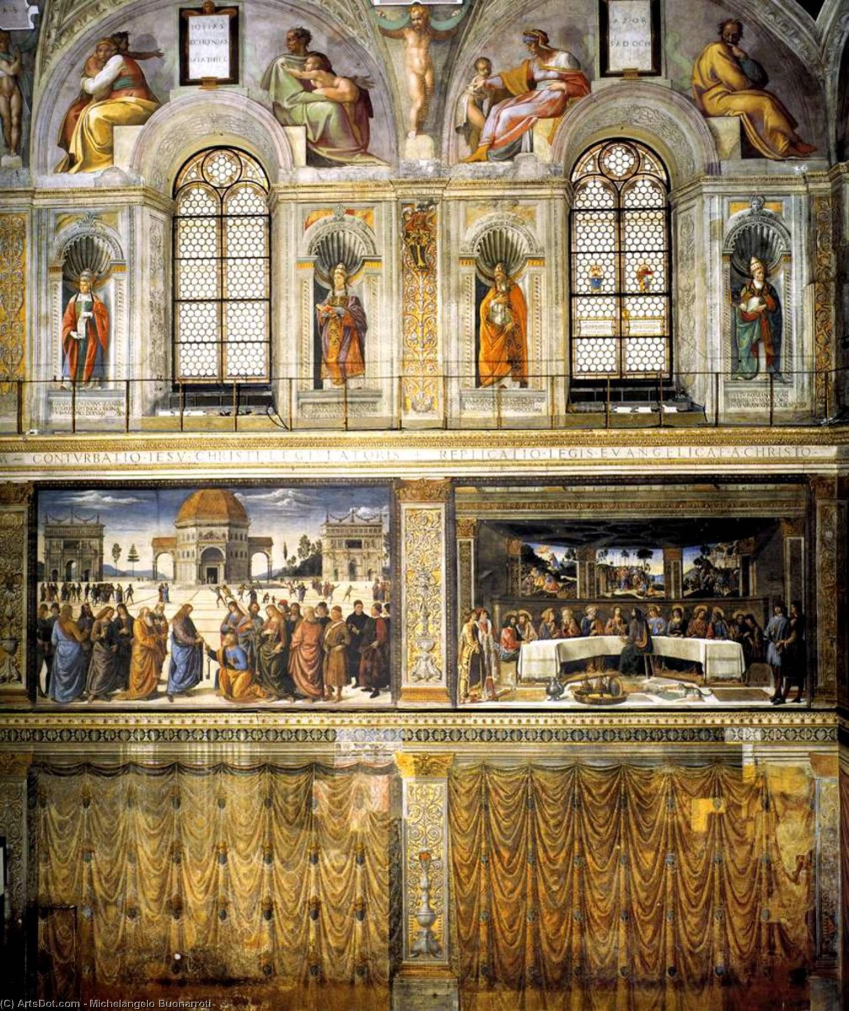 WikiOO.org - Encyclopedia of Fine Arts - Lukisan, Artwork Michelangelo Buonarroti - Detail of the wall decoration