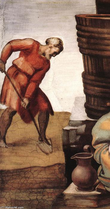Wikioo.org – La Enciclopedia de las Bellas Artes - Pintura, Obras de arte de Michelangelo Buonarroti - La embriaguez de Noé Detalle