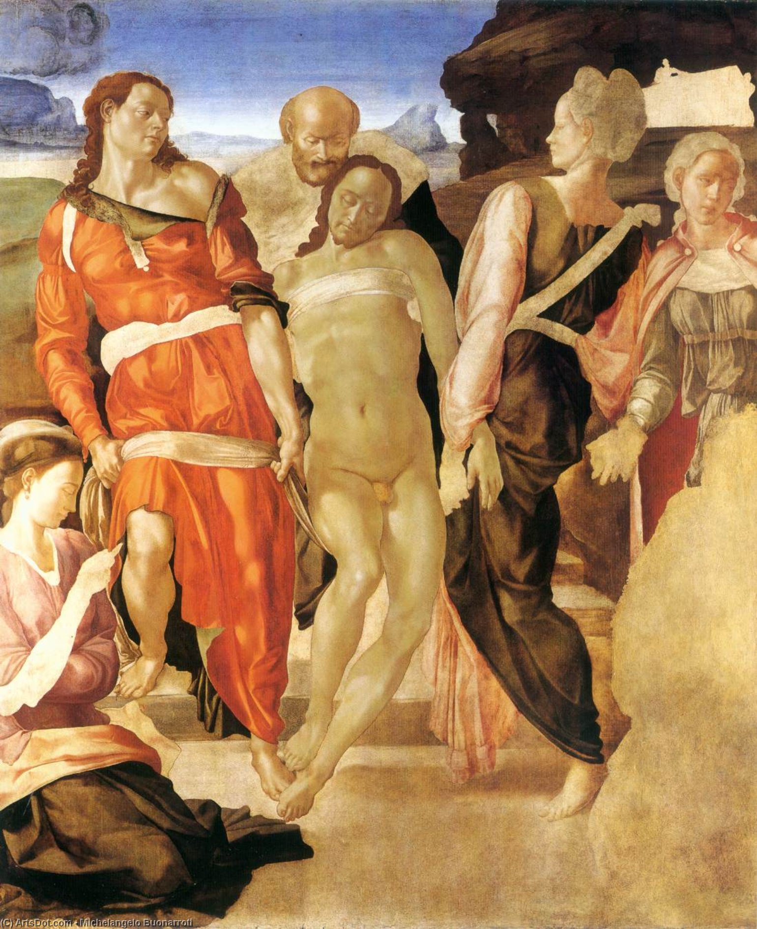 WikiOO.org - אנציקלופדיה לאמנויות יפות - ציור, יצירות אמנות Michelangelo Buonarroti - Entombment