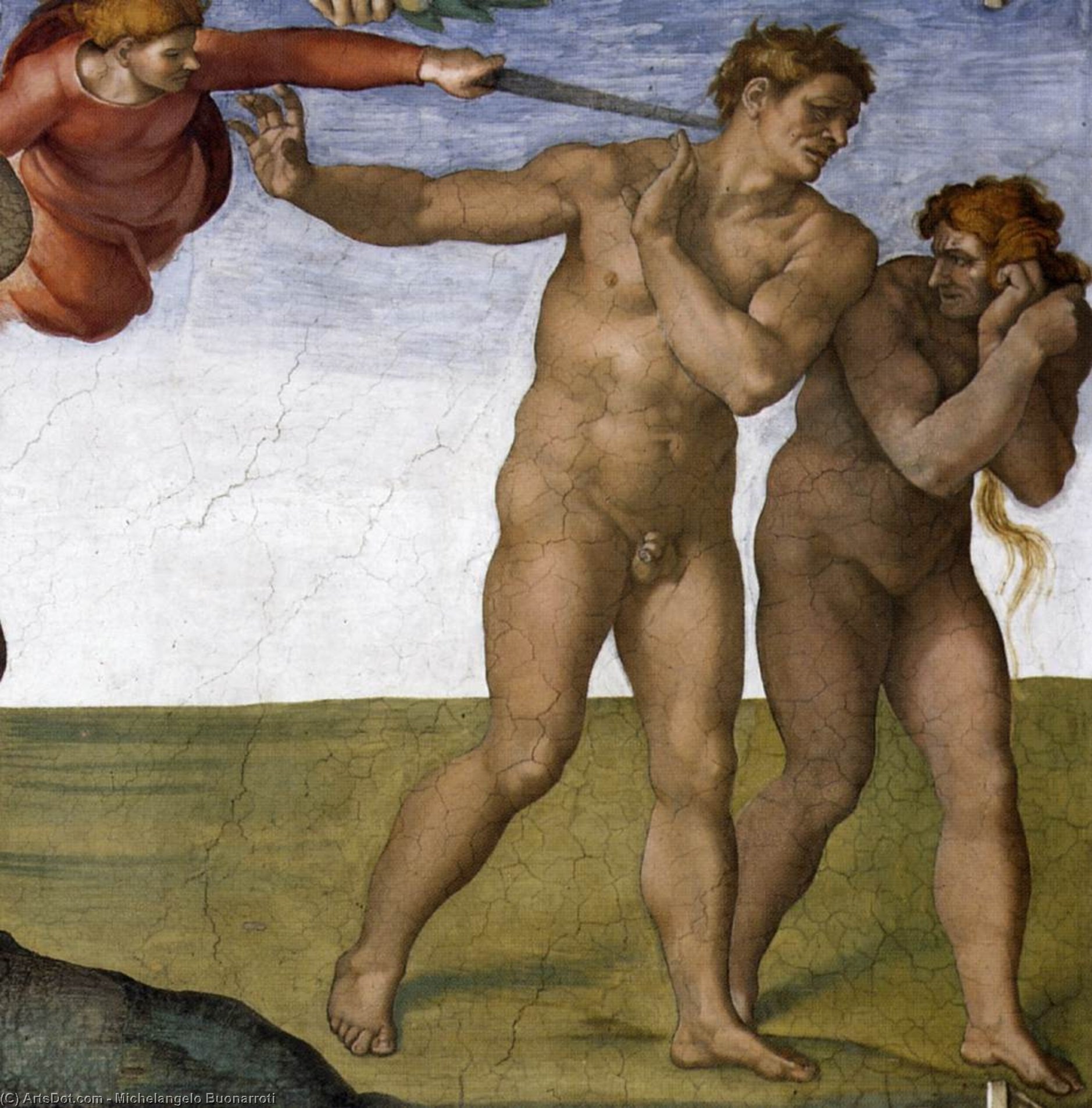Wikioo.org - The Encyclopedia of Fine Arts - Painting, Artwork by Michelangelo Buonarroti - Expulsion from Garden of Eden