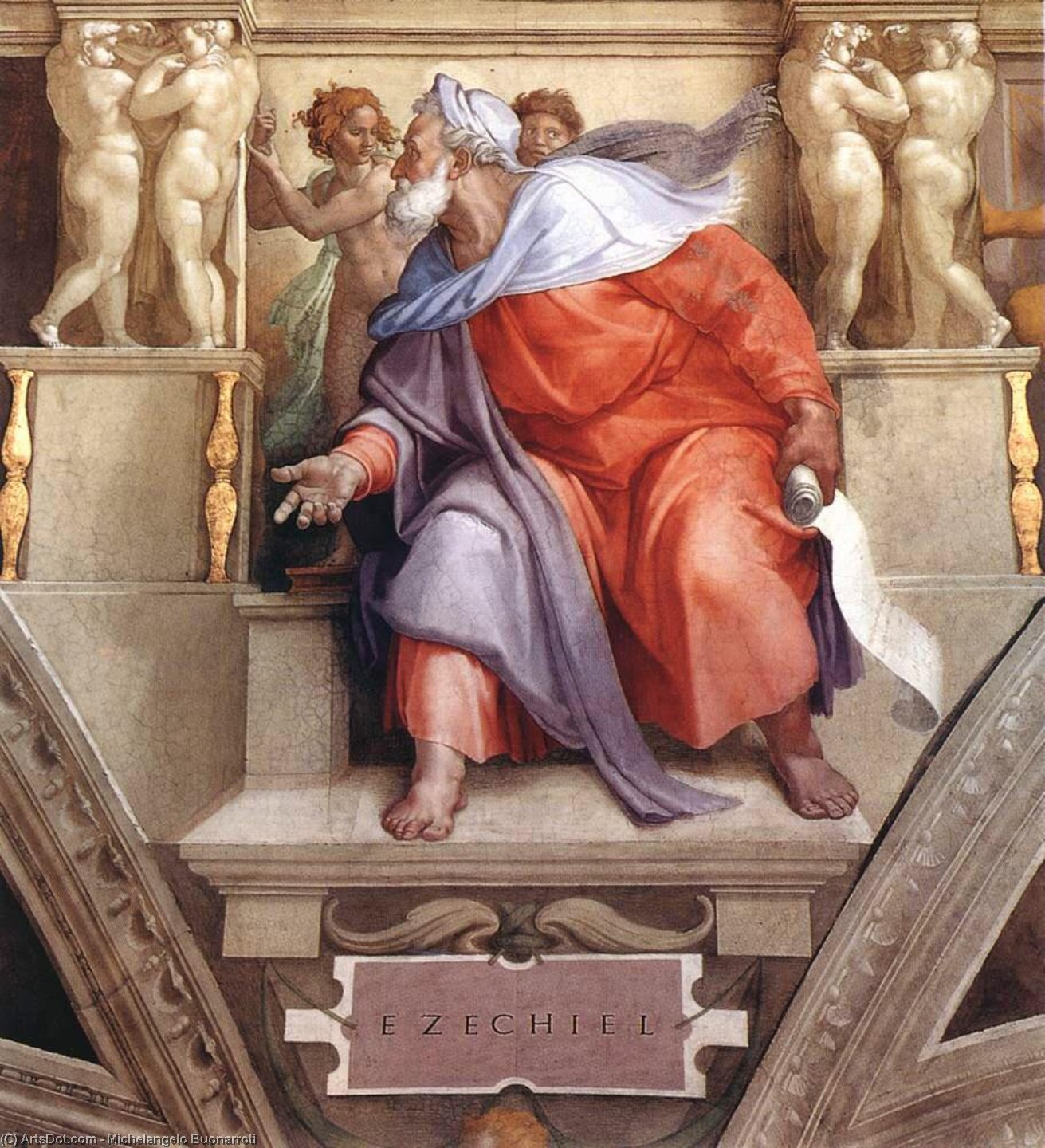 WikiOO.org - Encyclopedia of Fine Arts - Lukisan, Artwork Michelangelo Buonarroti - Ezekiel