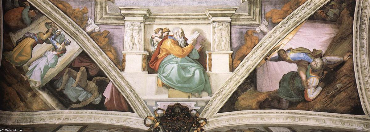WikiOO.org - Enciklopedija likovnih umjetnosti - Slikarstvo, umjetnička djela Michelangelo Buonarroti - Frescoes above the entrance wall
