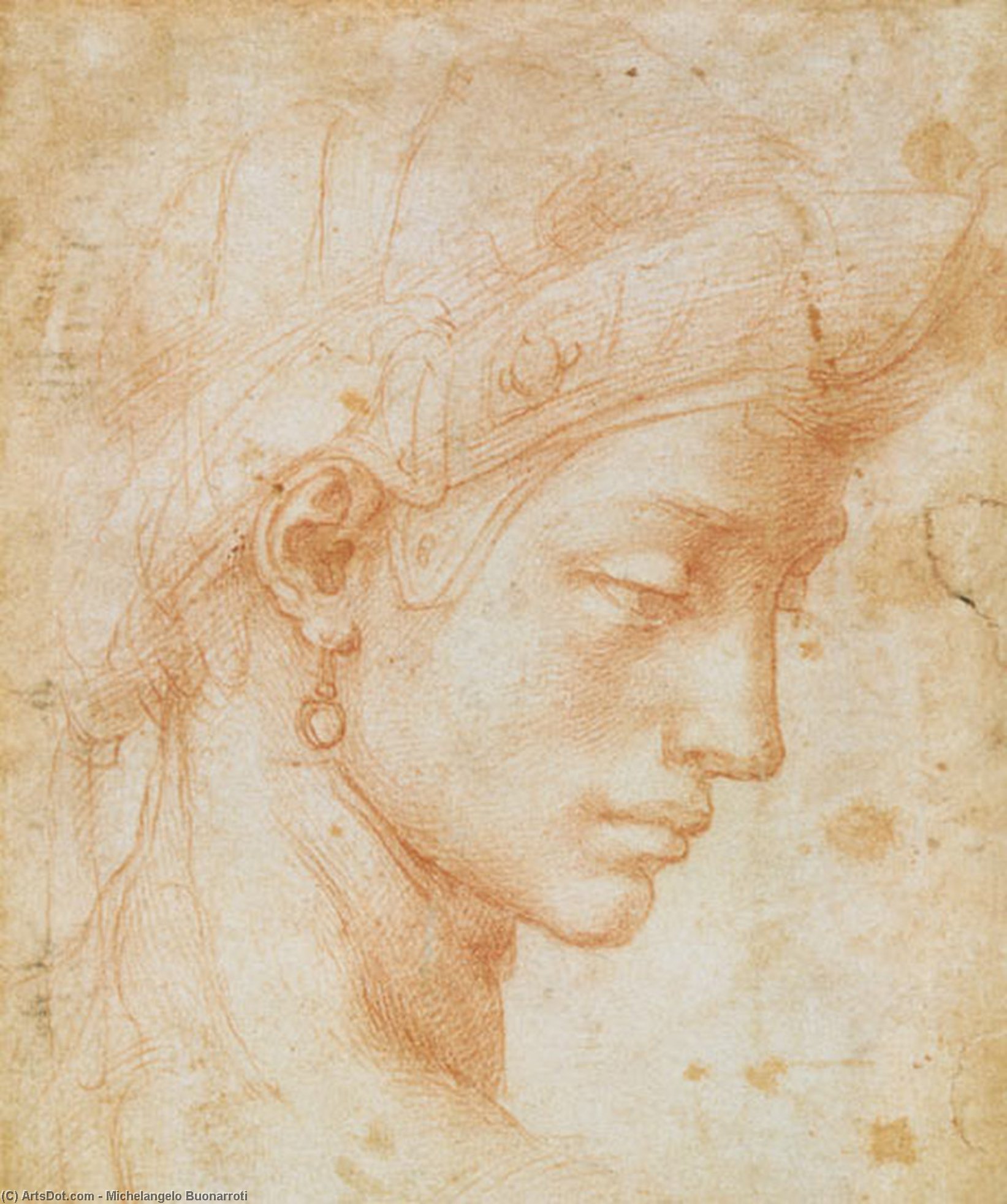 WikiOO.org - Encyclopedia of Fine Arts - Målning, konstverk Michelangelo Buonarroti - Ideal Face