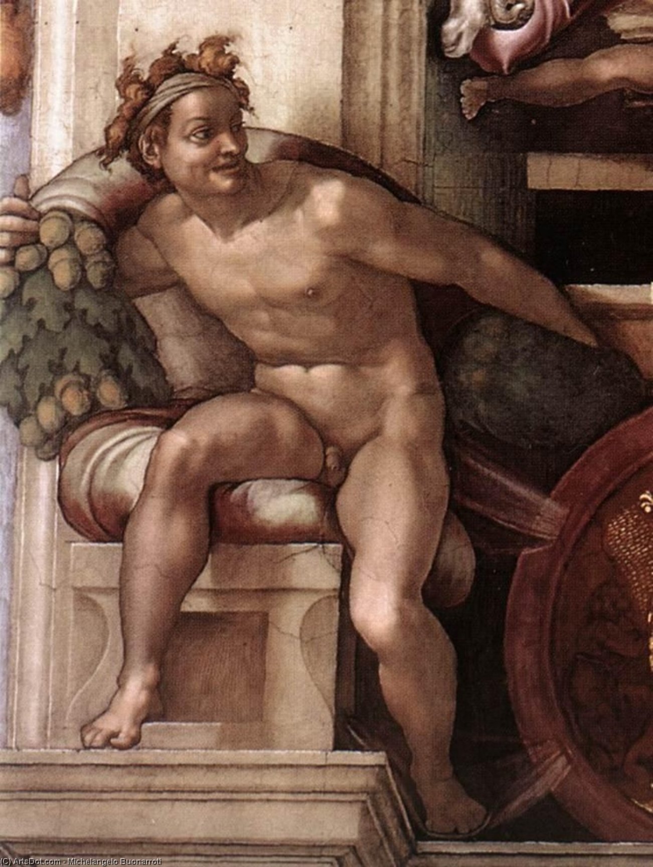 Wikioo.org - สารานุกรมวิจิตรศิลป์ - จิตรกรรม Michelangelo Buonarroti - Ignudo (27)