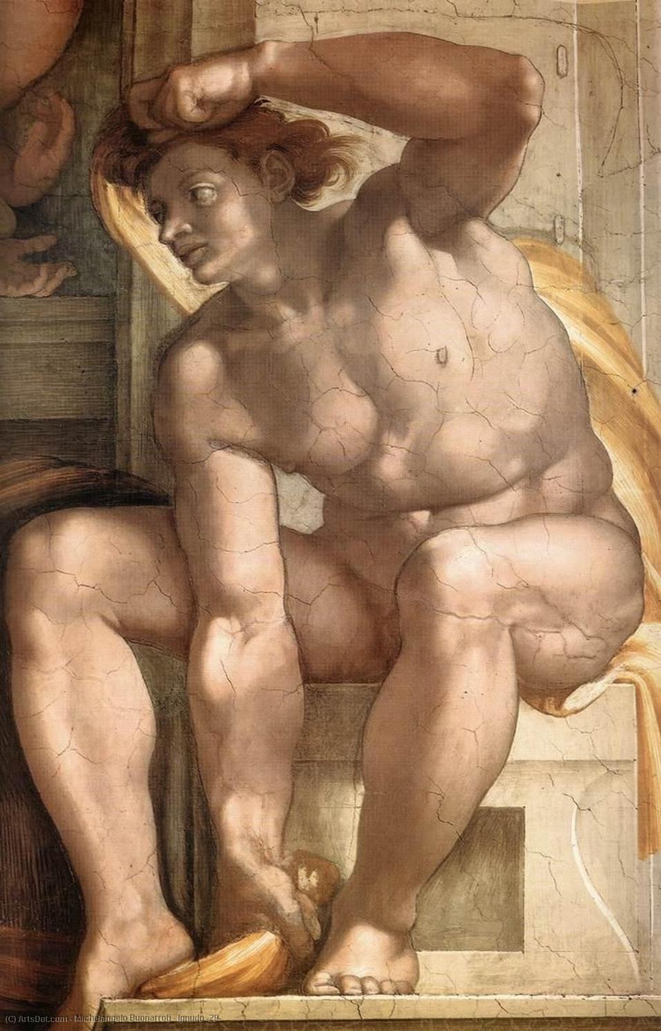 WikiOO.org - Enciklopedija likovnih umjetnosti - Slikarstvo, umjetnička djela Michelangelo Buonarroti - Ignudo (29)