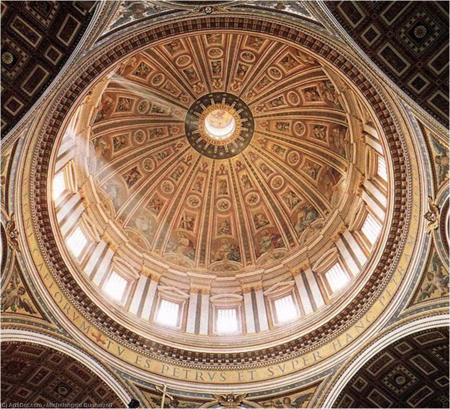 Wikoo.org - موسوعة الفنون الجميلة - اللوحة، العمل الفني Michelangelo Buonarroti - Interior of the dome