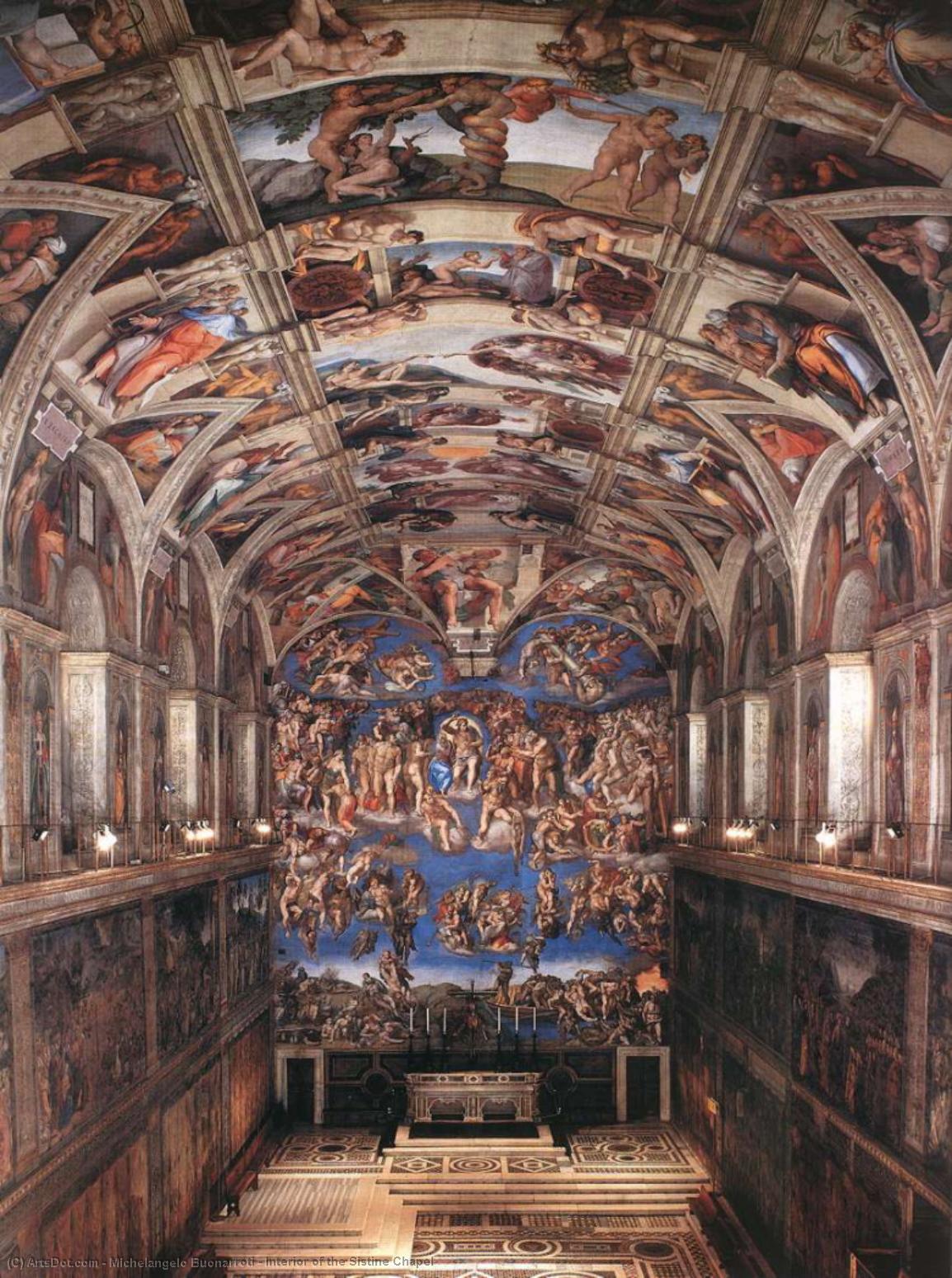 WikiOO.org - دایره المعارف هنرهای زیبا - نقاشی، آثار هنری Michelangelo Buonarroti - Interior of the Sistine Chapel