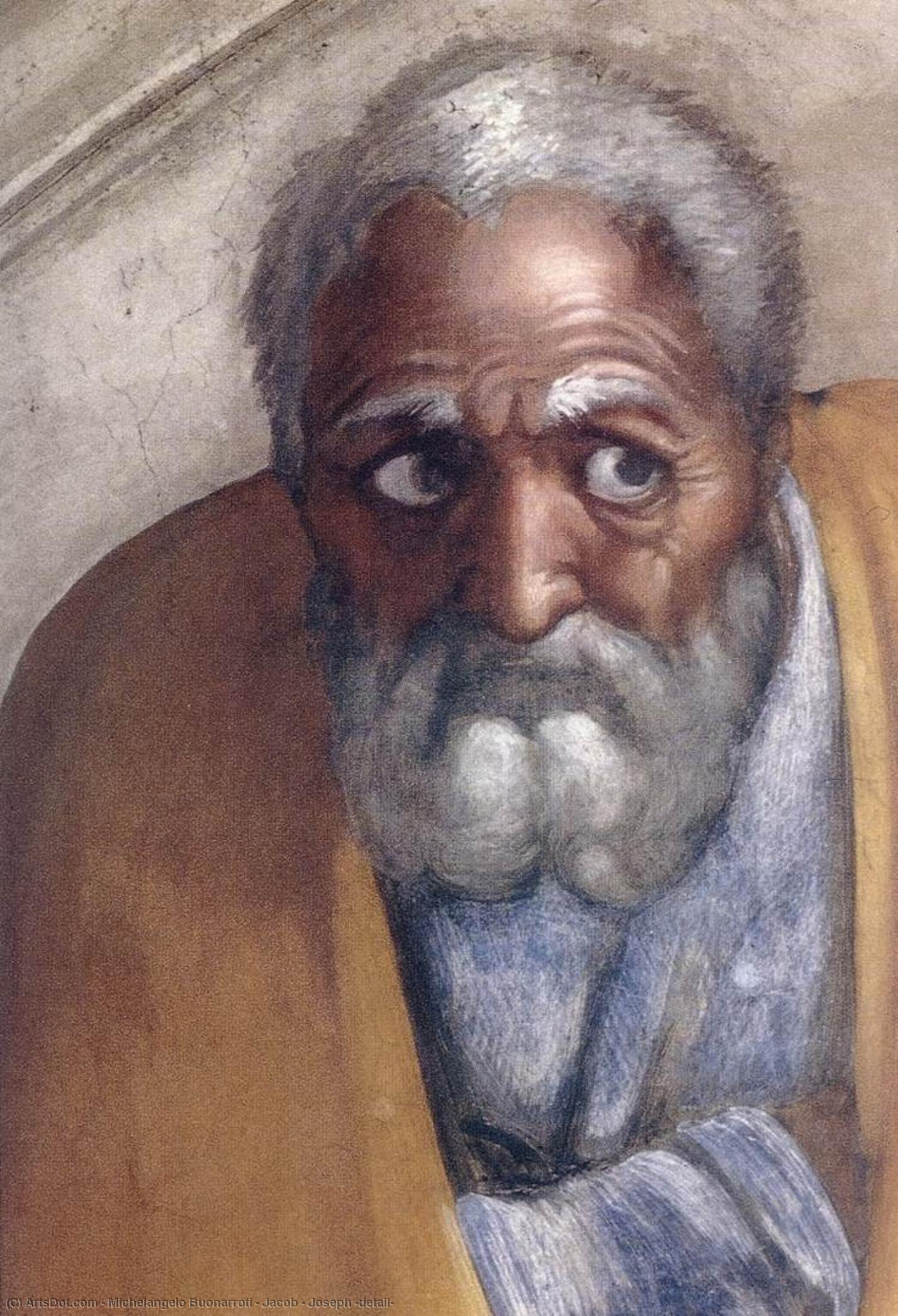 Wikioo.org – La Enciclopedia de las Bellas Artes - Pintura, Obras de arte de Michelangelo Buonarroti - Jacob - Joseph ( detalle )