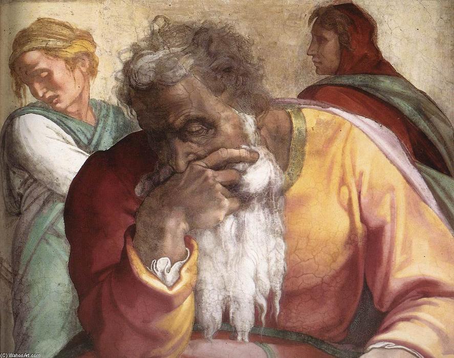 WikiOO.org - Енциклопедия за изящни изкуства - Живопис, Произведения на изкуството Michelangelo Buonarroti - Jeremiah (detail)