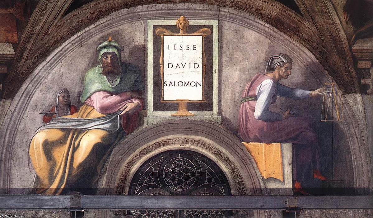 Wikioo.org – L'Enciclopedia delle Belle Arti - Pittura, Opere di Michelangelo Buonarroti - Jesse - David - Solomon