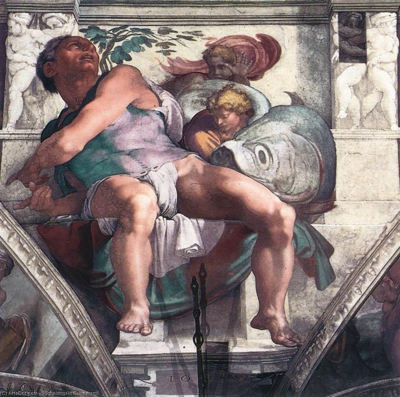 WikiOO.org - Encyclopedia of Fine Arts - Lukisan, Artwork Michelangelo Buonarroti - Jonah