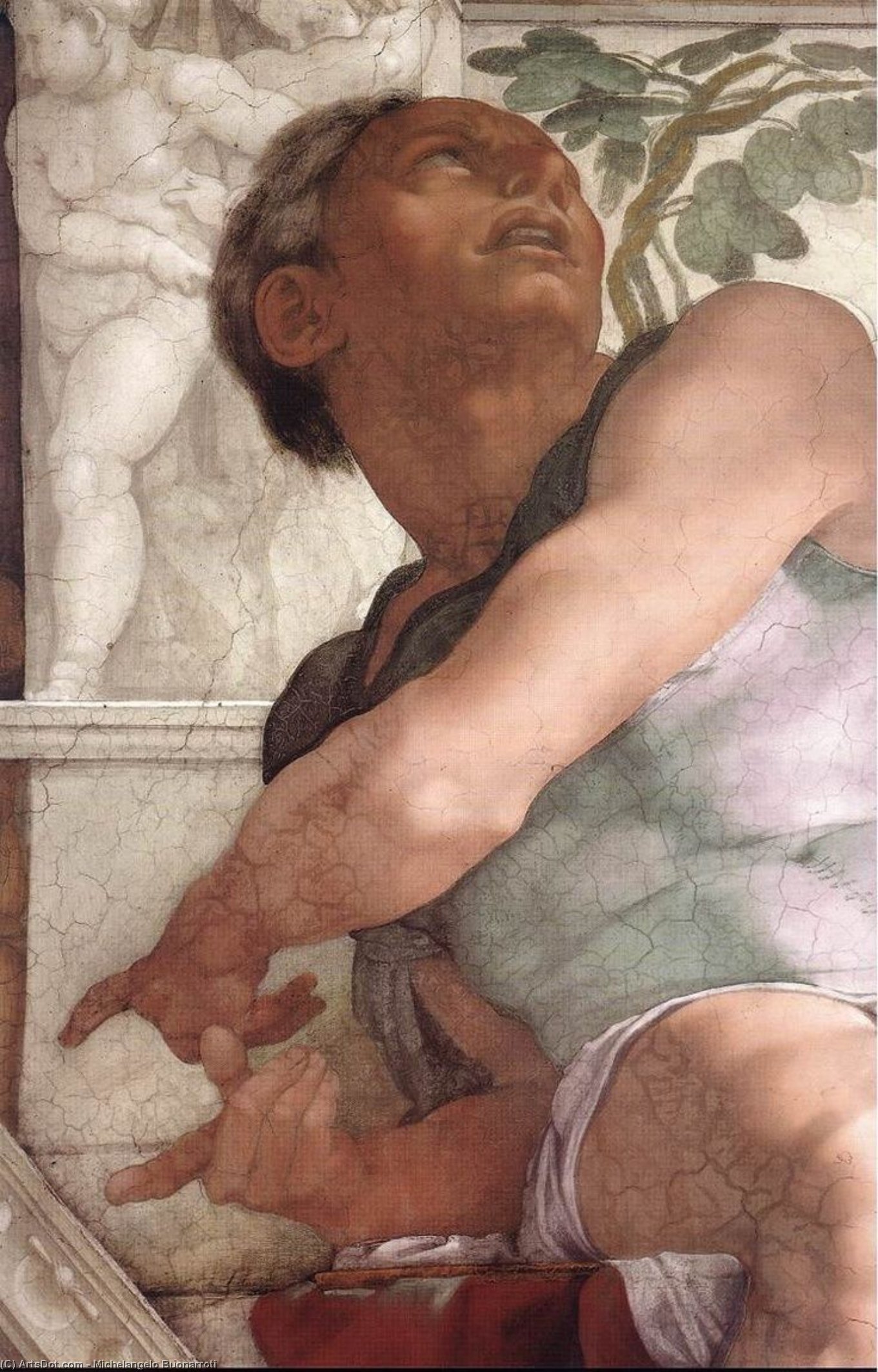 Wikioo.org - สารานุกรมวิจิตรศิลป์ - จิตรกรรม Michelangelo Buonarroti - Jonah (detail)
