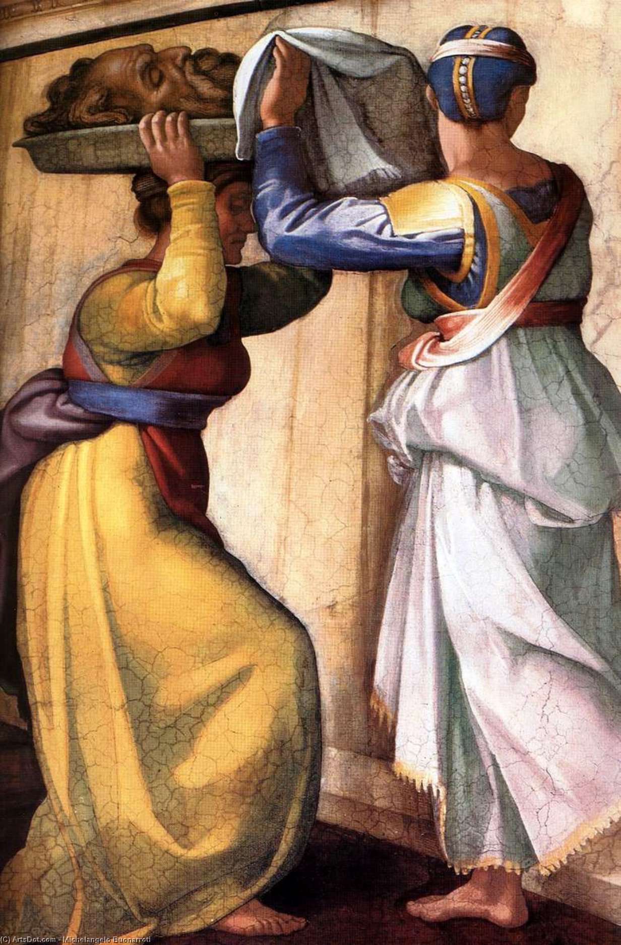 Wikioo.org – La Enciclopedia de las Bellas Artes - Pintura, Obras de arte de Michelangelo Buonarroti - Judith y Holofernes Detalle