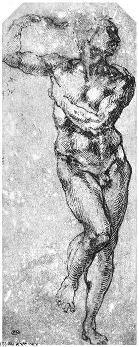 Wikioo.org - The Encyclopedia of Fine Arts - Painting, Artwork by Michelangelo Buonarroti - Nude Man Turned to the Right