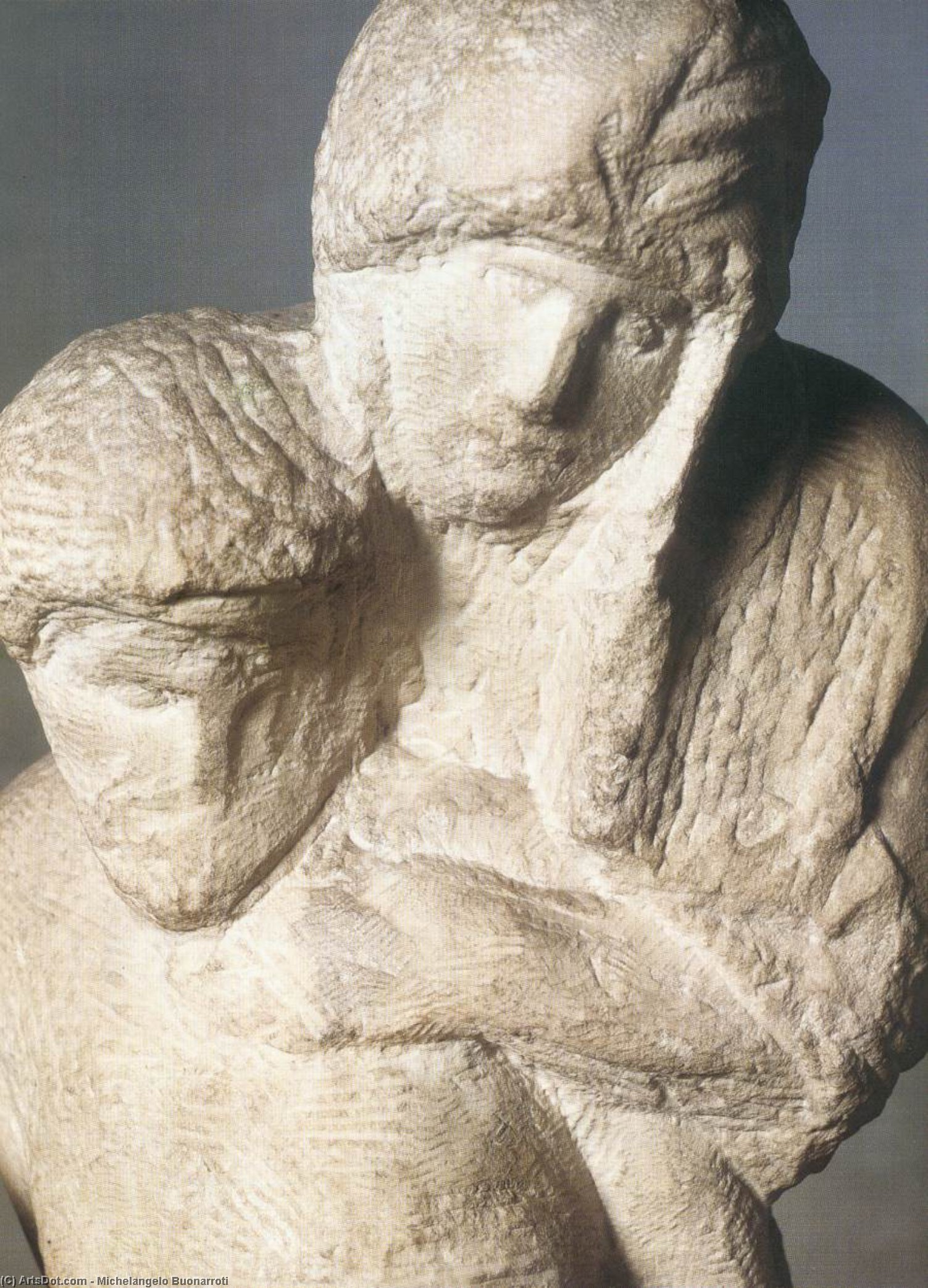 Wikioo.org – La Enciclopedia de las Bellas Artes - Pintura, Obras de arte de Michelangelo Buonarroti - Piedad Rondanini ( detalle )